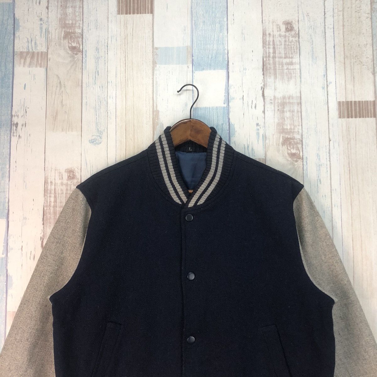 Vintage Vintage Wool Varsity Jacket Size US L / EU 52-54 / 3 - 3 Thumbnail