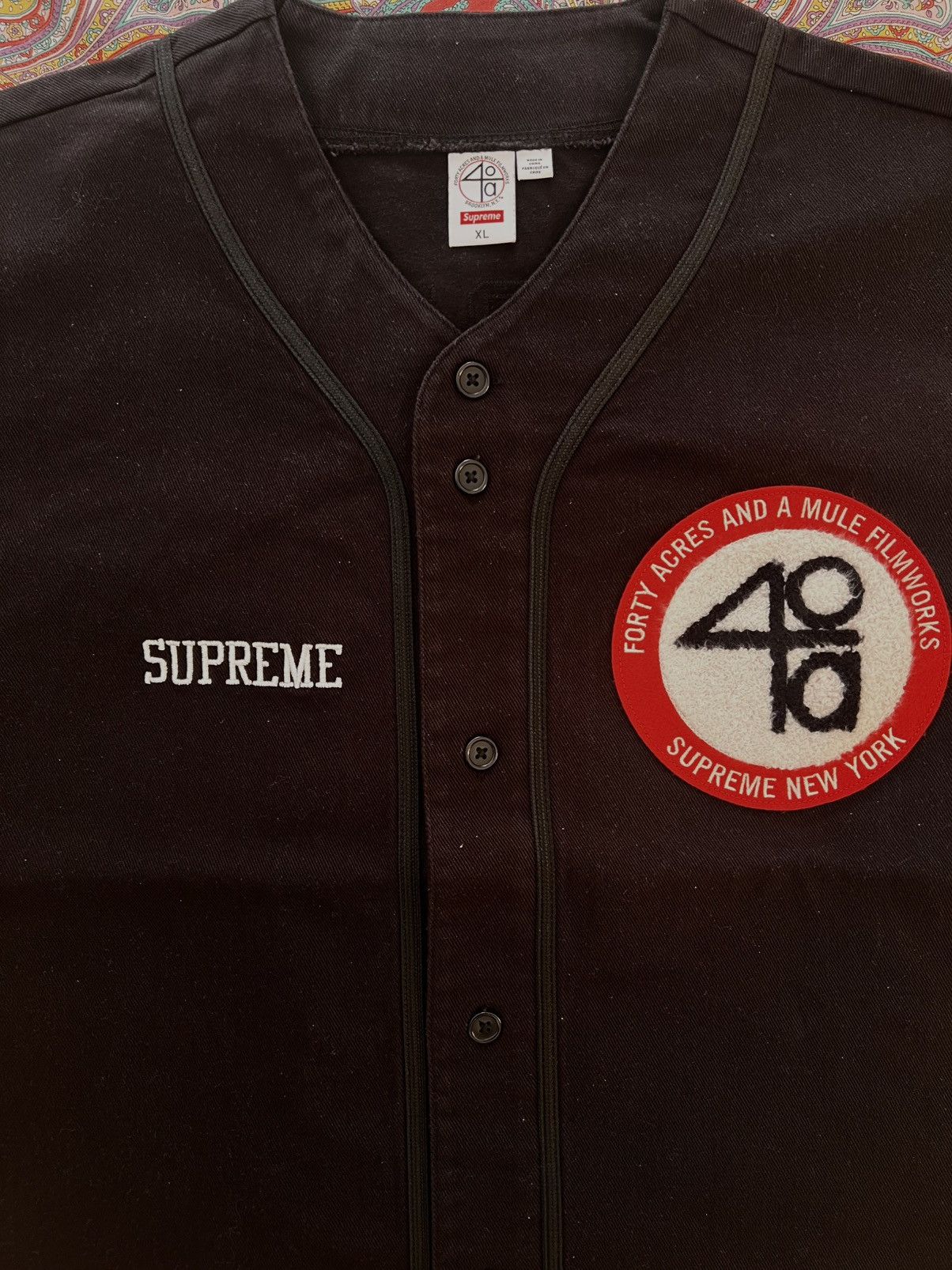 Supreme 40 Acres Twill Baseball Black Jersey |