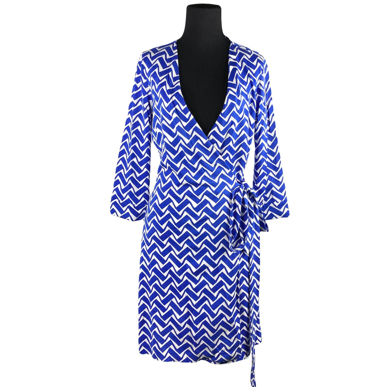 Diane Von Furstenberg 100% silk printed 3/4 sleeve cheapest midi wrap dress sz 6