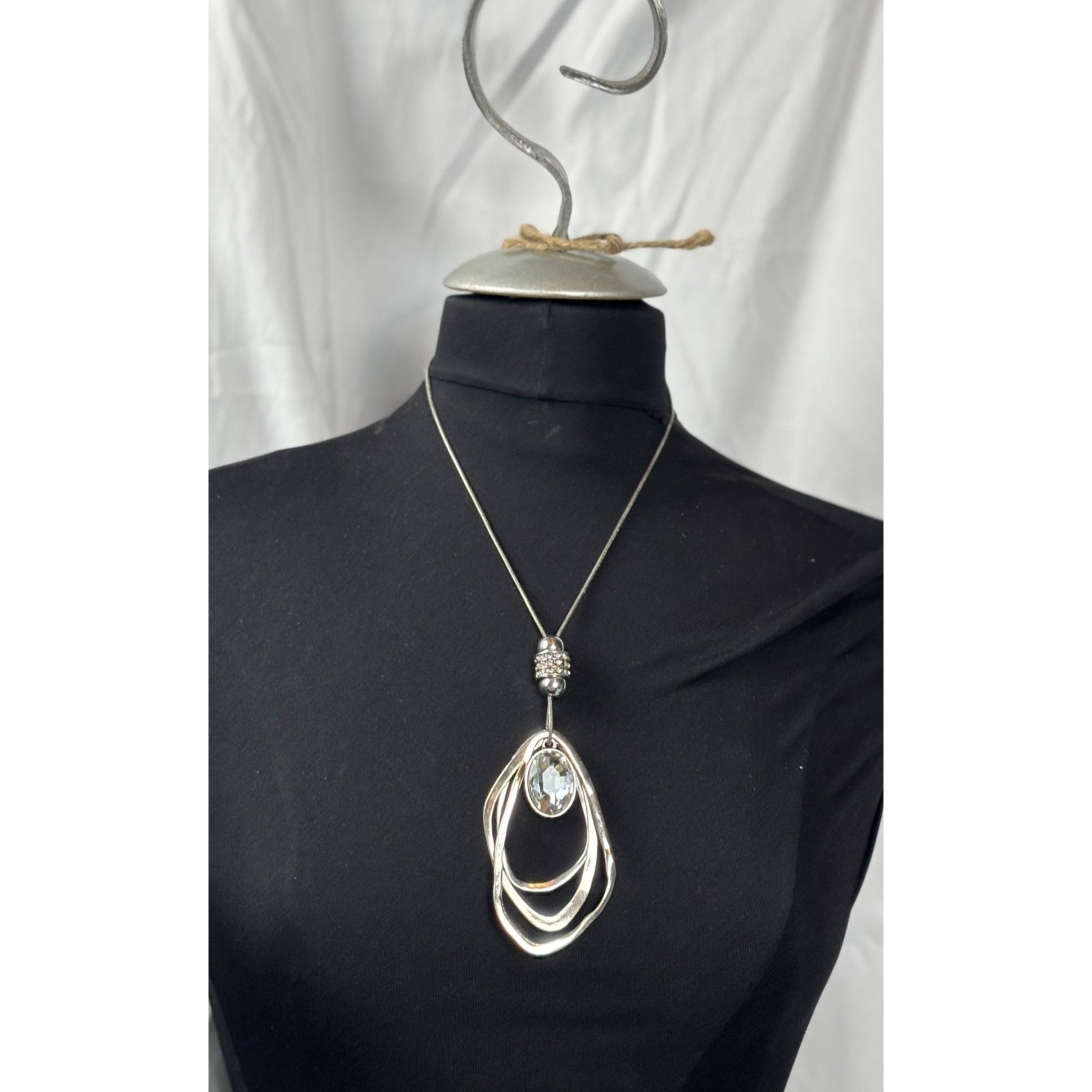 Other Silver-Tone Adjustable Necklace With Abstract Metal Loops & Size ONE SIZE - 1 Thumbnail