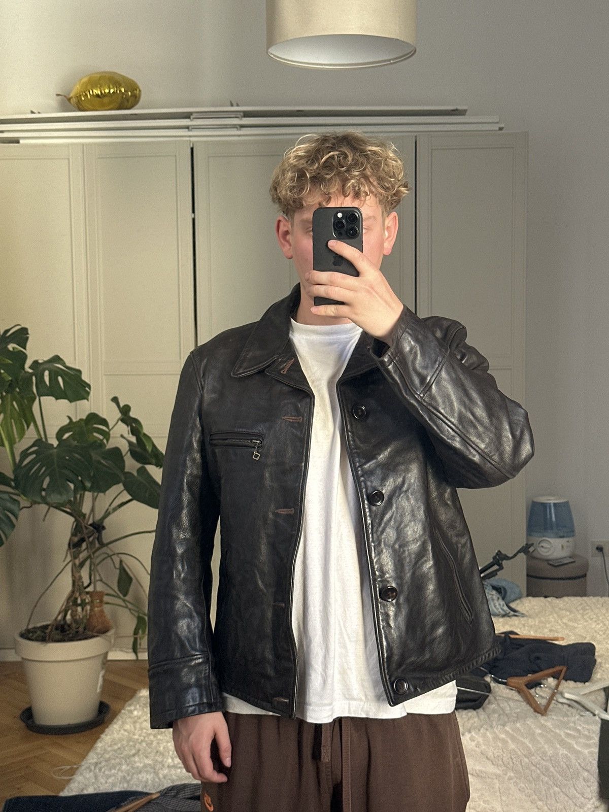Thedi Thedi Vintage Military Army Style Cropped Leather Jacket Size US M / EU 48-50 / 2 - 23 Thumbnail