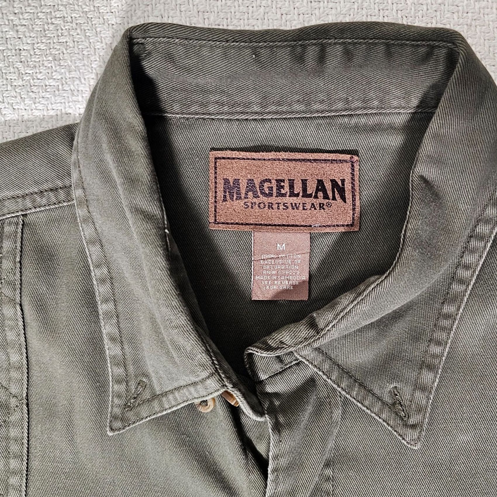 Vintage Magellan Button-Down Shirt Work Heavyweight Long Sleeve Quilted Acc Green Cotton Mens M Size US M / EU 48-50 / 2 - 2 Thumbnail