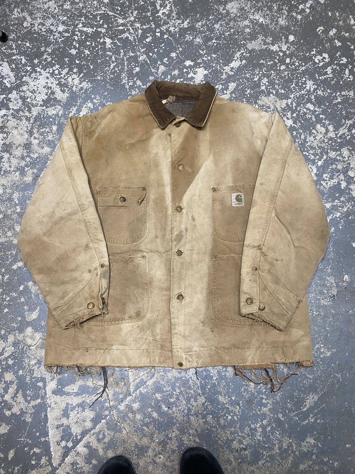 Carhartt × Vintage Vintage Carhartt Troy Blanket Thrashed Tan ChoreJacket 70s Size US XL / EU 56 / 4 - 3 Thumbnail