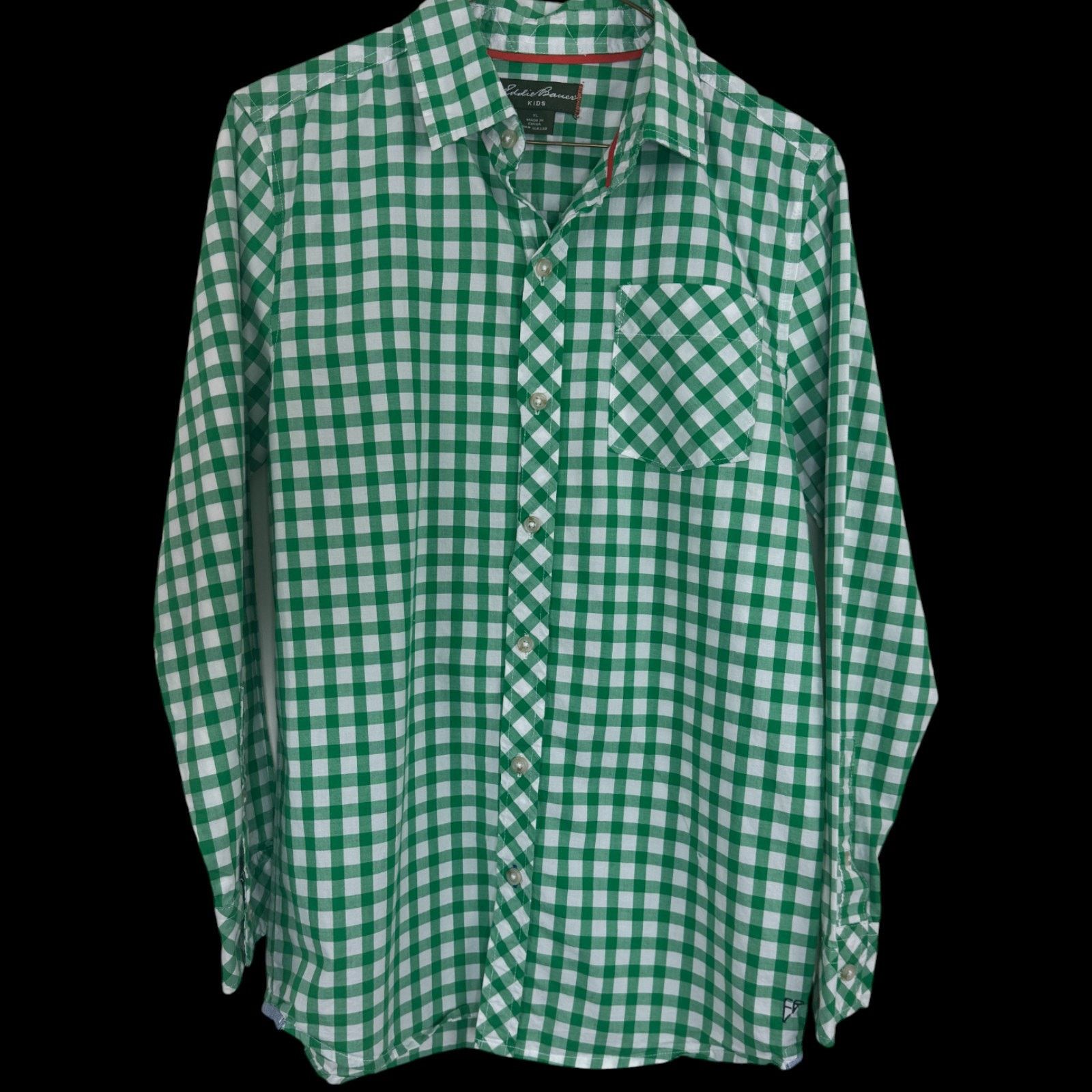 Eddie Bauer Eddie Bauer Kids XL Green White Gingham Long Sleeve Shirt Size US XL / EU 56 / 4 - 1 Thumbnail