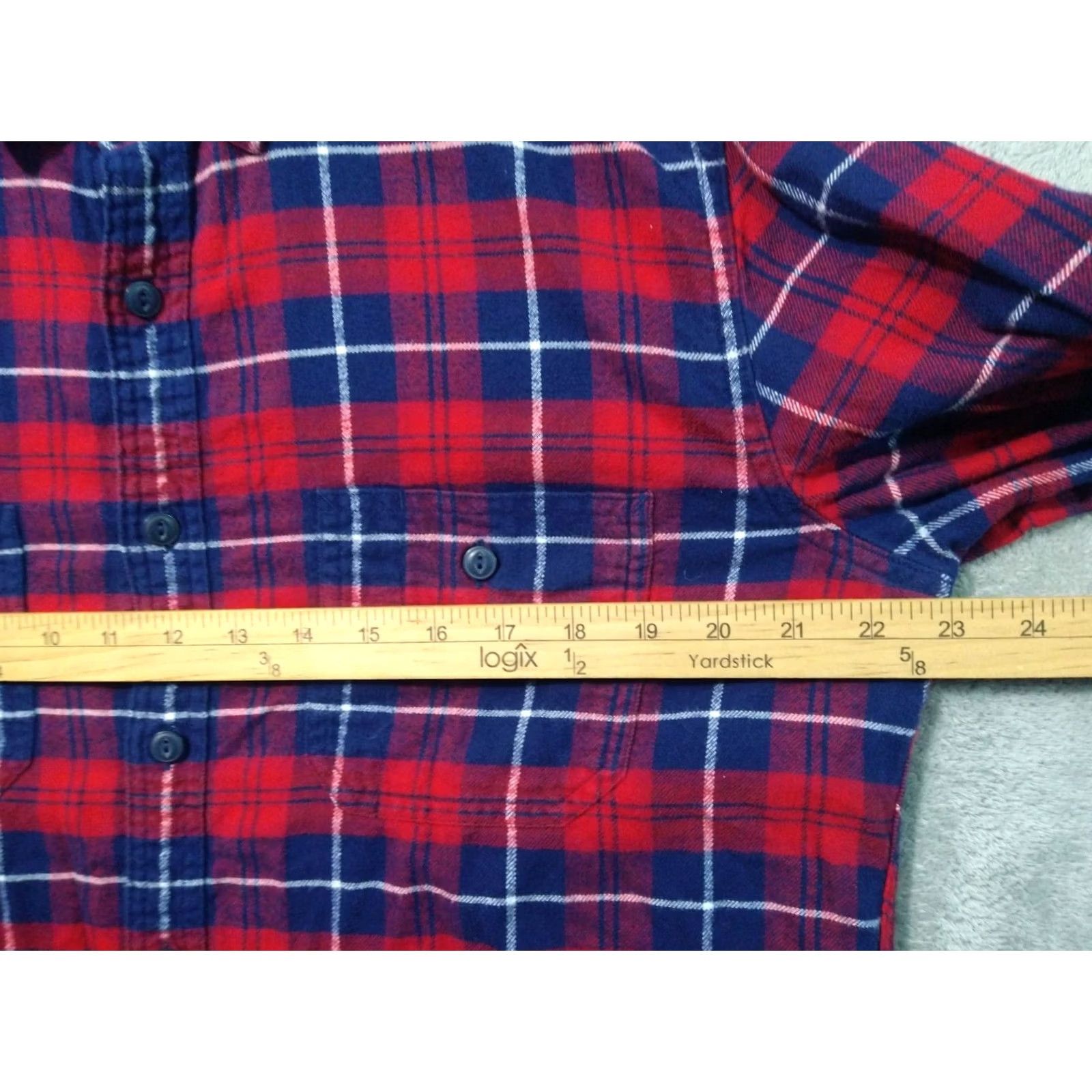 J.Crew J.CREW Shirt Mens Large Red Blue Plaid Flannel Long Sleeve Button Up Cotton Size US L / EU 52-54 / 3 - 5 Thumbnail