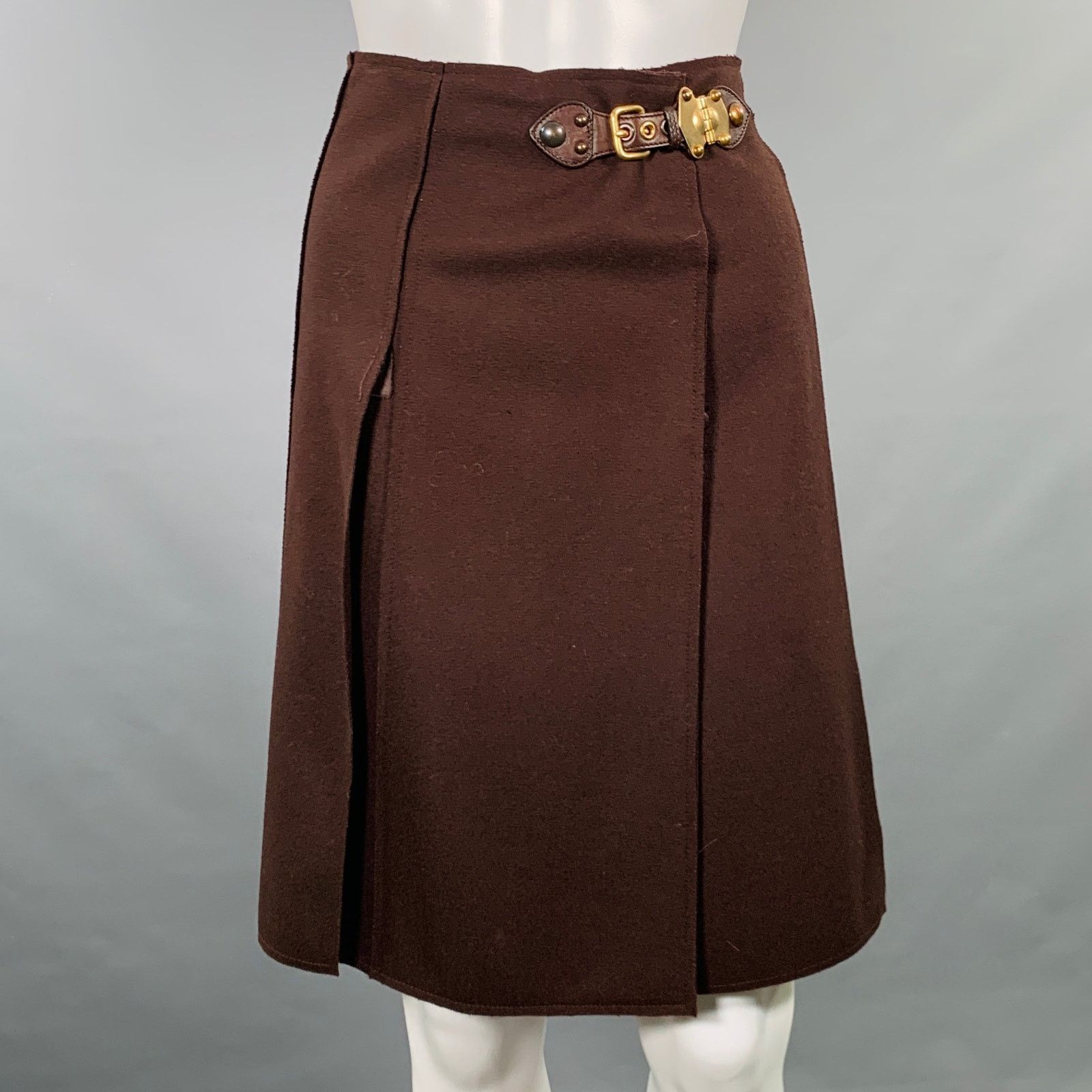 Miu Miu MIU MIU Size 8 Brown Wool Nylon Pleated Skirt Suit Size 30" / US 8 / IT 44 - 5 Thumbnail