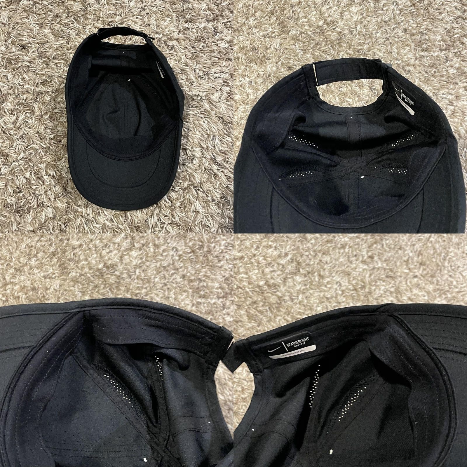 Nike Nike Featherlight Hat Strap Back Black Dri-FIT Running Lightweight Mens One Size Cap Size ONE SIZE - 8 Thumbnail