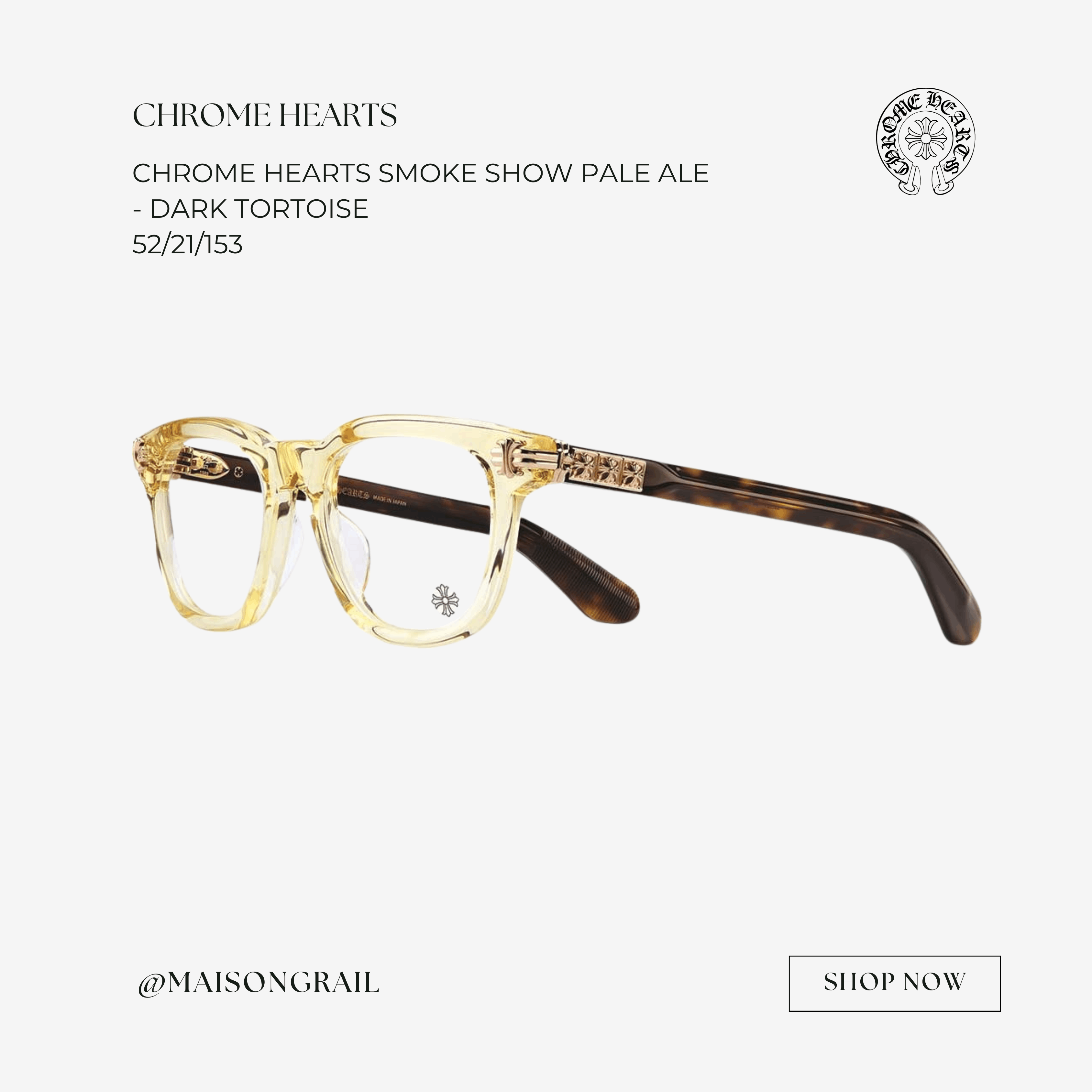 Chrome Hearts CHROME HEARTS SMOKE SHOW PALE ALE - DARK TORTOISE Size ONE SIZE - 1 Thumbnail