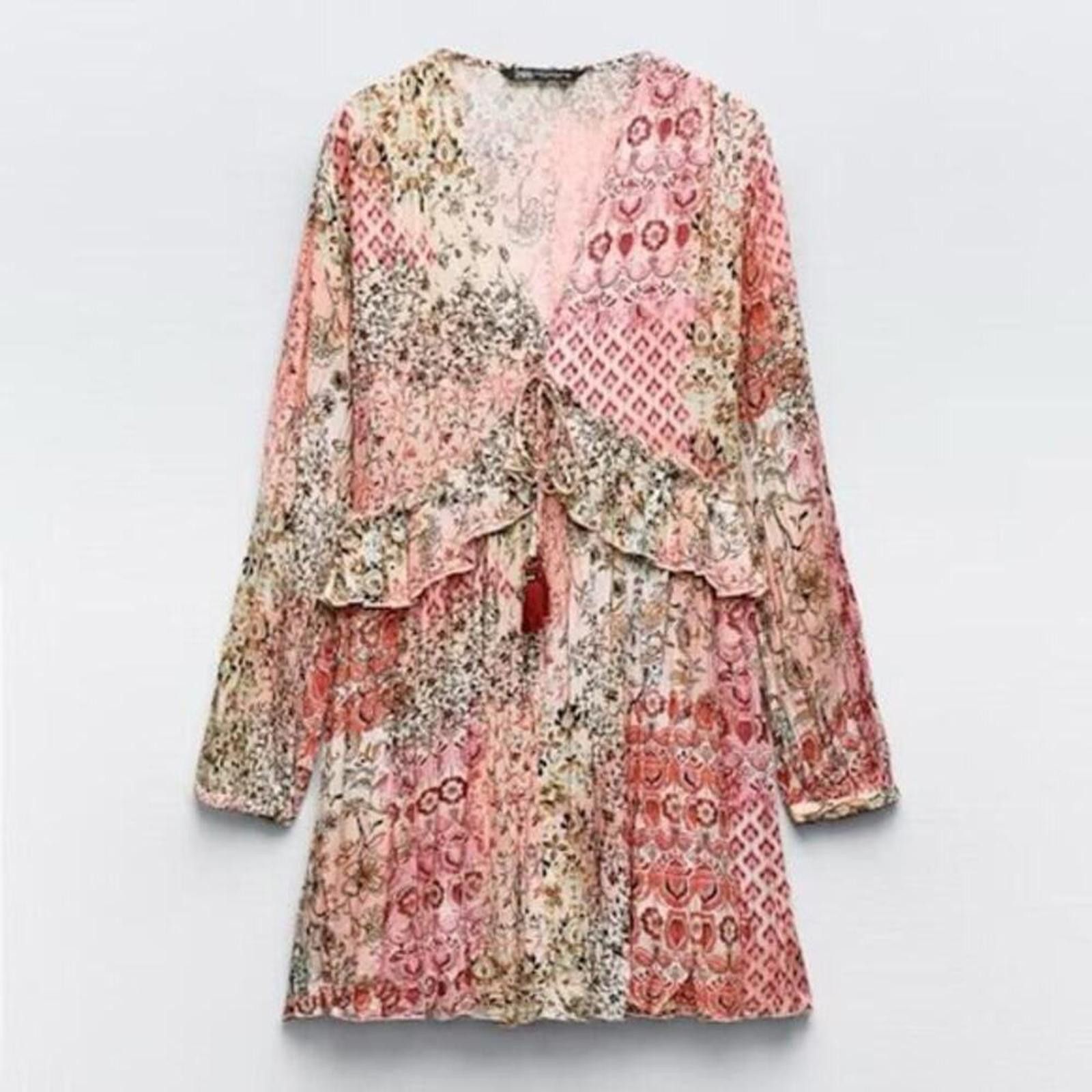 Zara ZARA PATCHWORK PRINT MINI DRESS Size S / US 4 / IT 40 - 3 Thumbnail