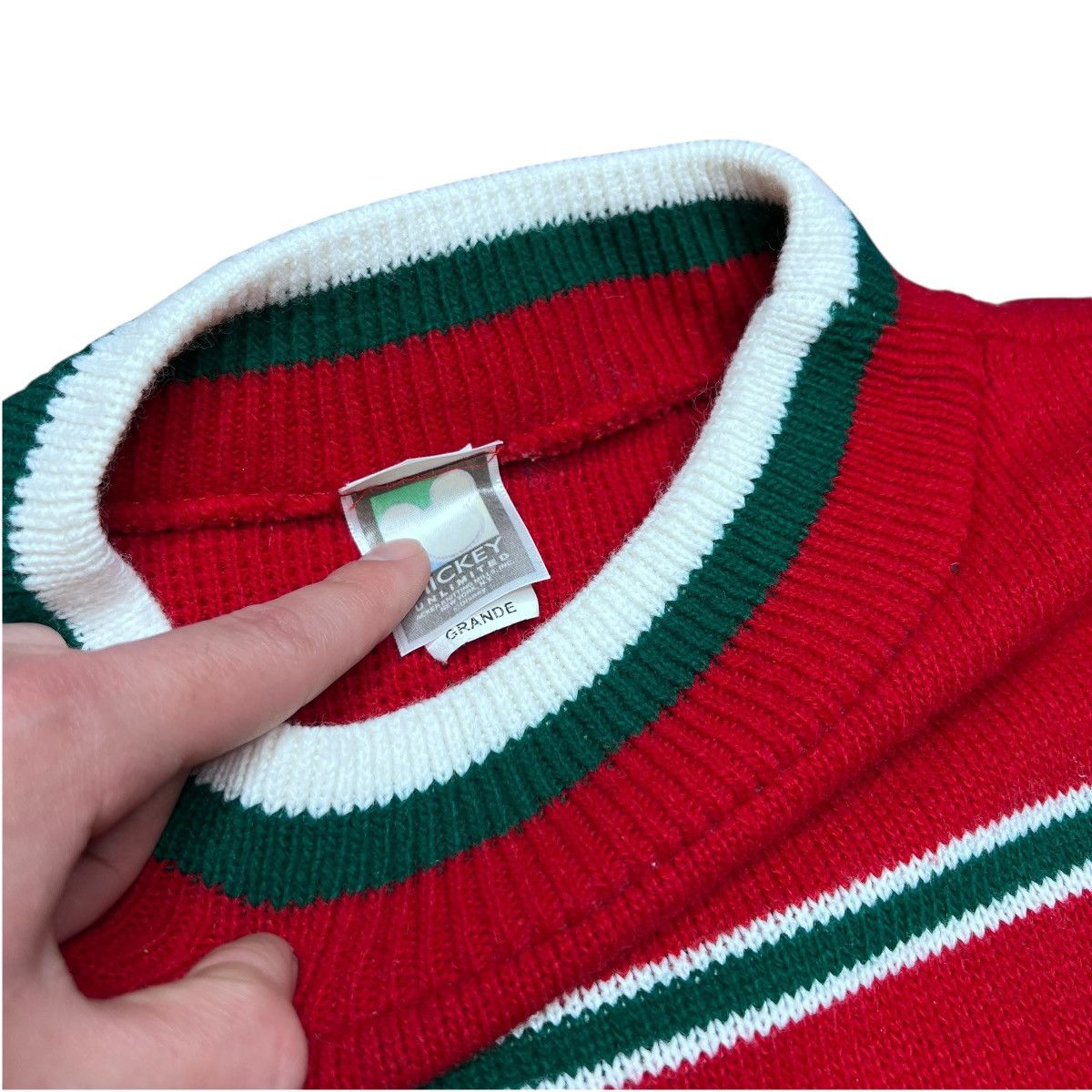 Mickey Unlimited 1990s Mickey Mouse Disney Striped Pullover Knit Sweater Size L / US 10 / IT 46 - 2 Thumbnail