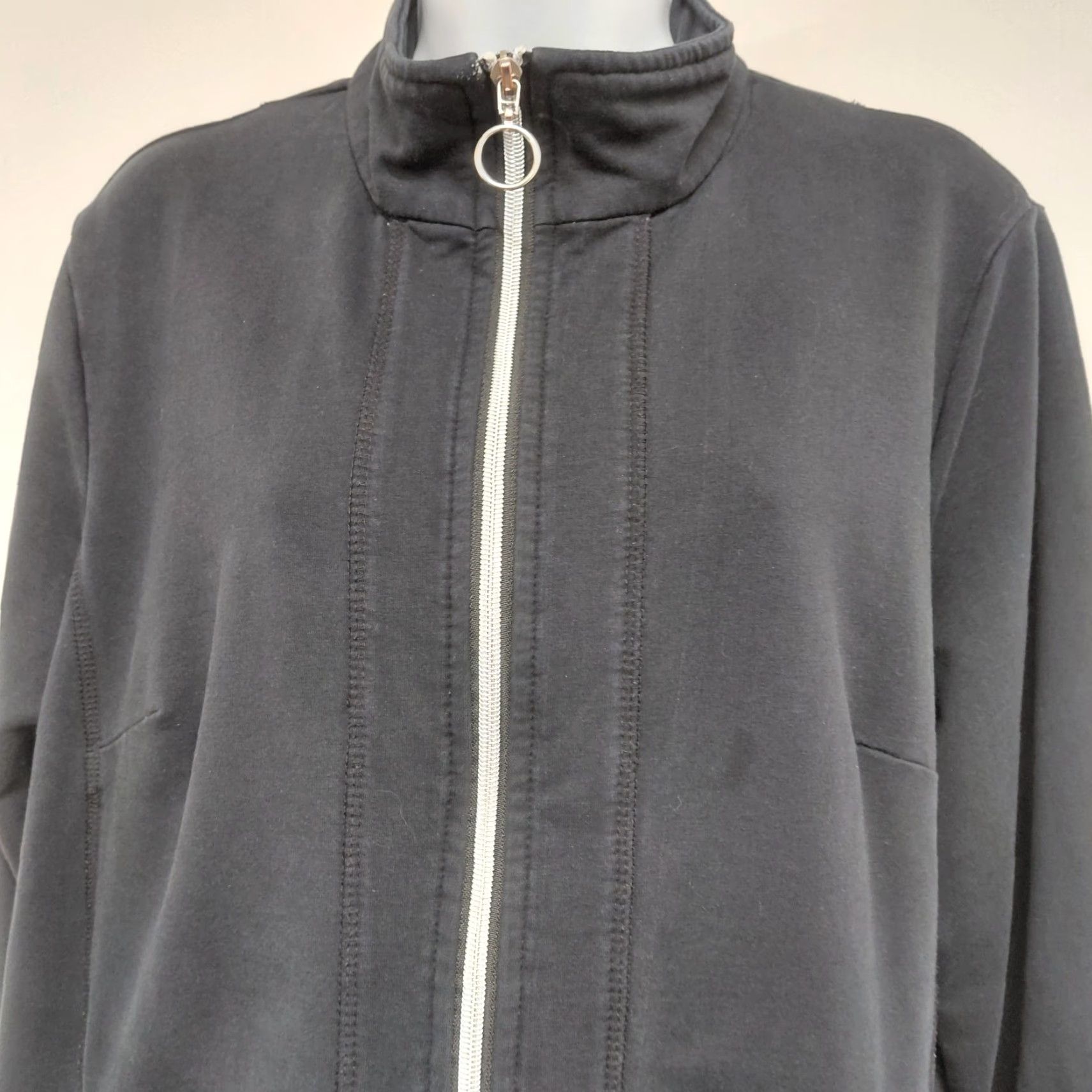 Vintage Allison Daley Jacket Blazer Womens Size L Black Full Zip Roll Tab Pocket Stretch Jacket Size L / US 10 / IT 46 - 5 Thumbnail