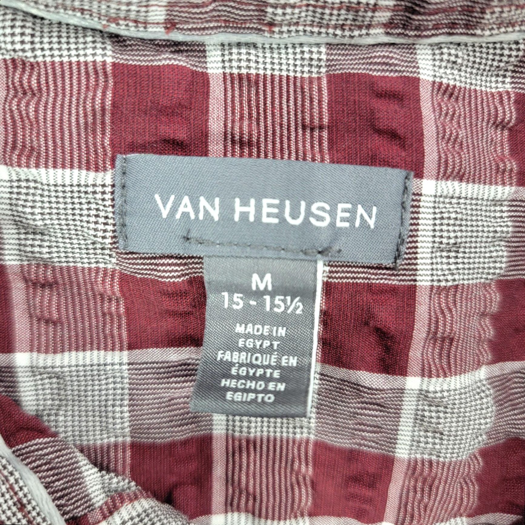 Van Heusen Van Heusen Shirt Mens Medium Red Gray Plaid Short Sleeve Casual Button-Up Size US M / EU 48-50 / 2 - 3 Thumbnail