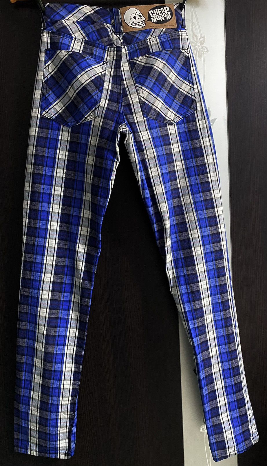 Cheap Monday Cheap Monday Tight Blue Check Plaid Chino Pants Trousers Size 29" - 3 Thumbnail