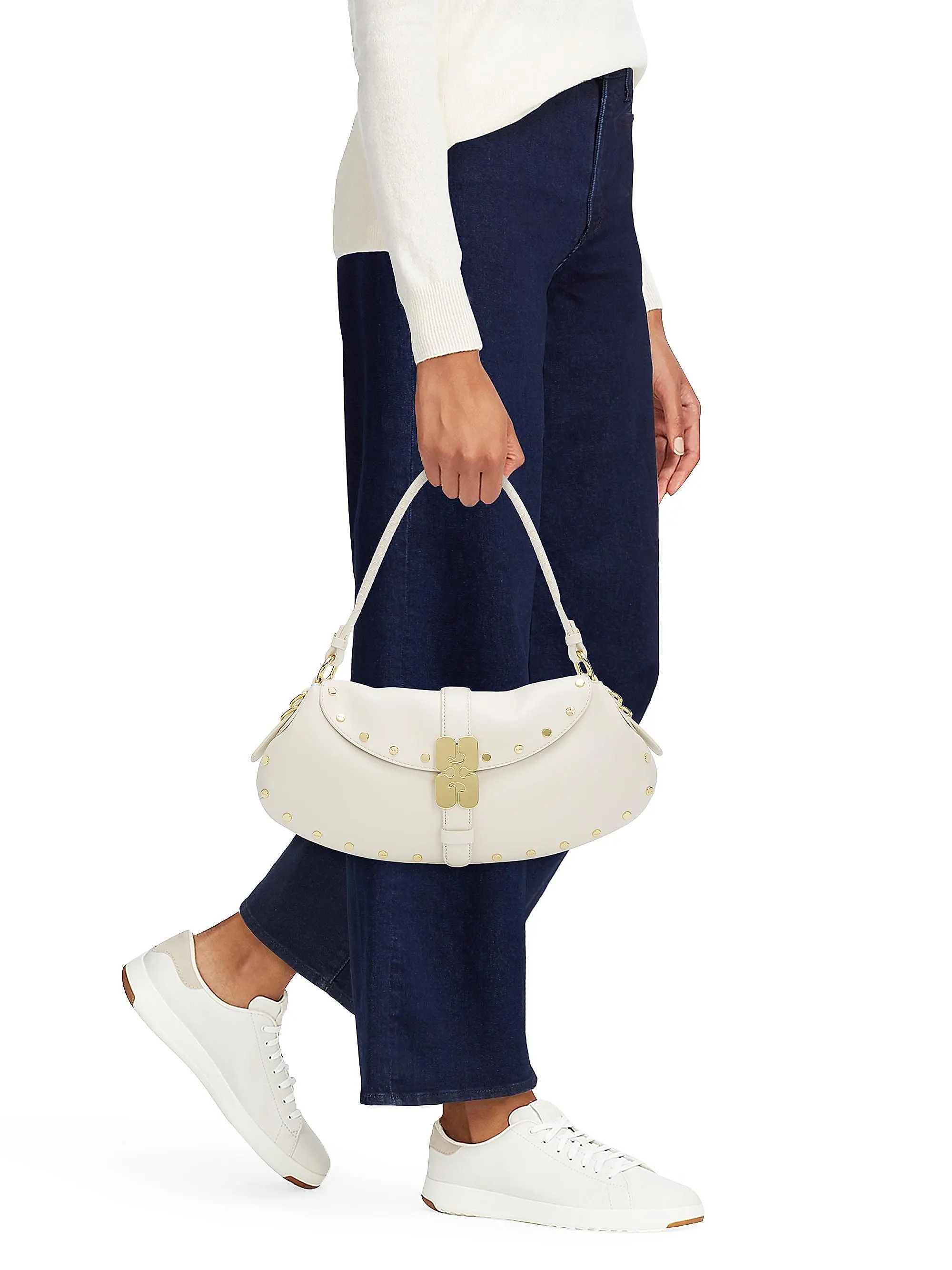 Ganni os11x0526 Size: OS / Kat Studded Shoulder Bag in Ivory Size ONE SIZE - 2 Thumbnail