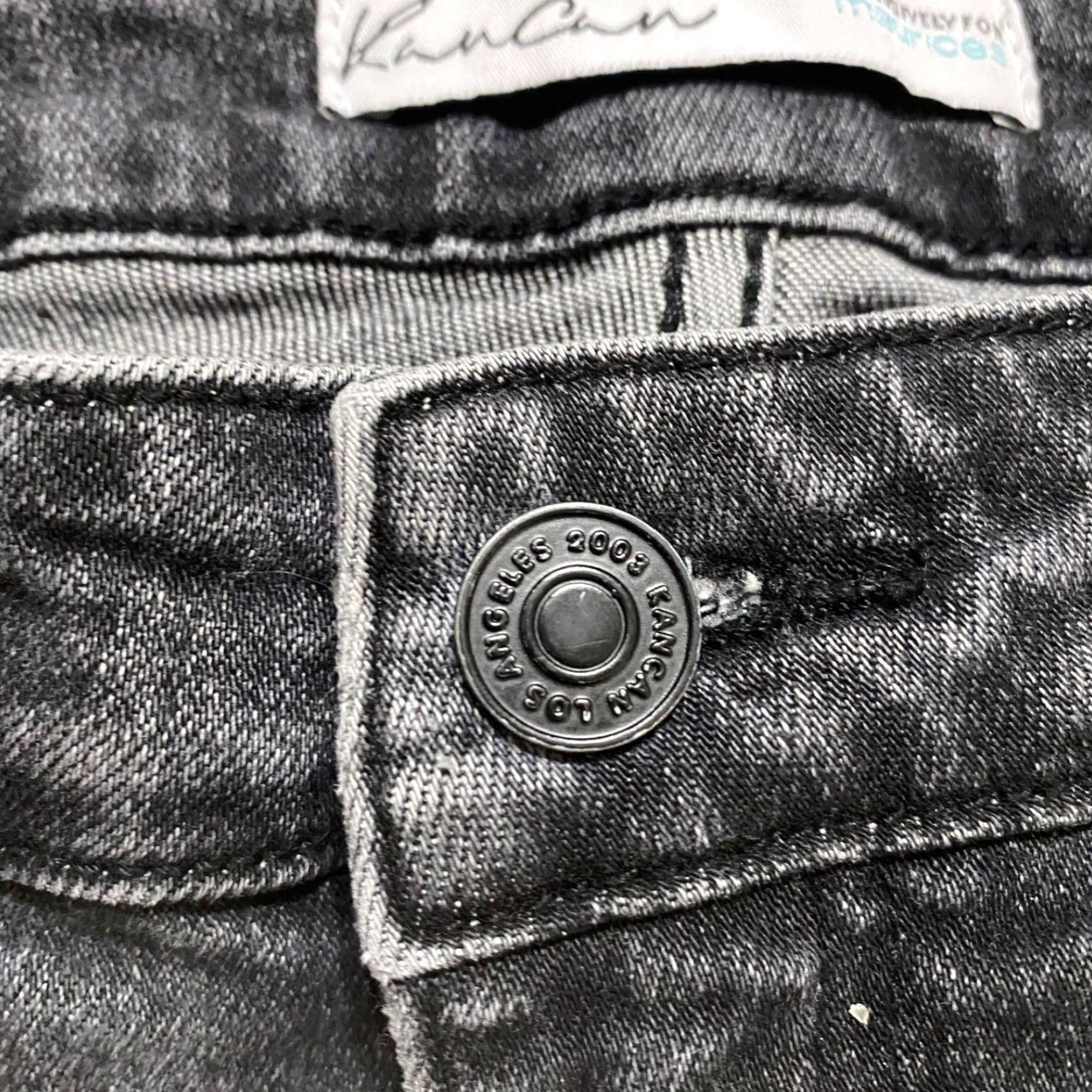 Vintage Kancan Womens Jeans sz 31 Gray Denim Mid Rise Straight Distressed Raw Hem Crop Size 24" / US 00 / IT 34 - 4 Thumbnail