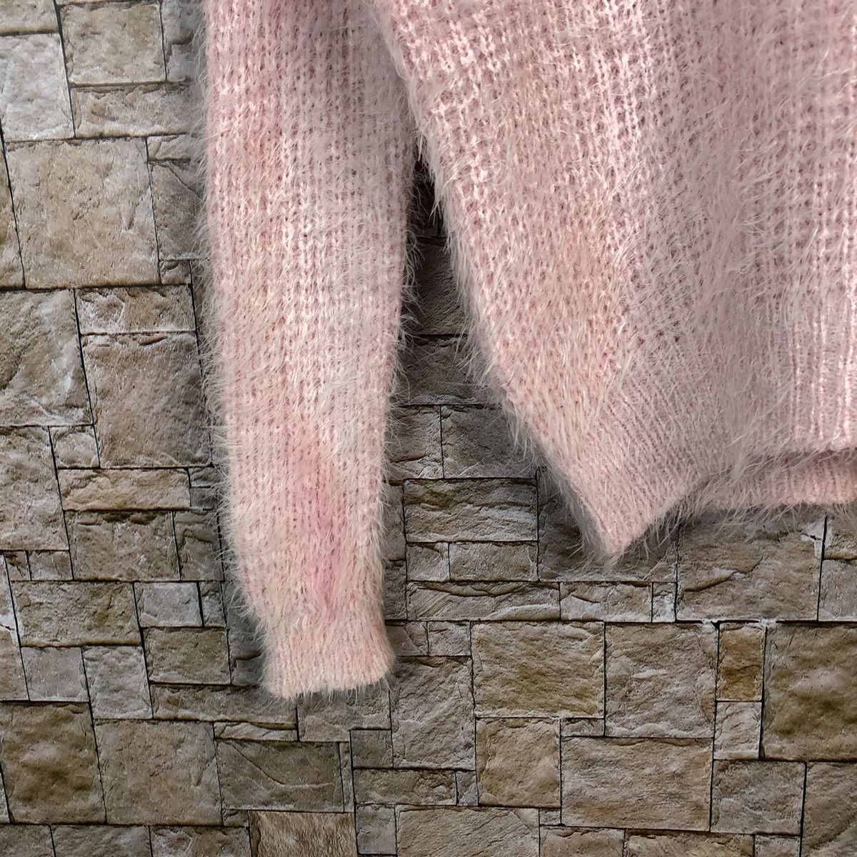 Japanese Brand Blue Stripe Pink Shag Shaggy Fur Mohair Knitwear #A491 Size L / US 10 / IT 46 - 7 Thumbnail