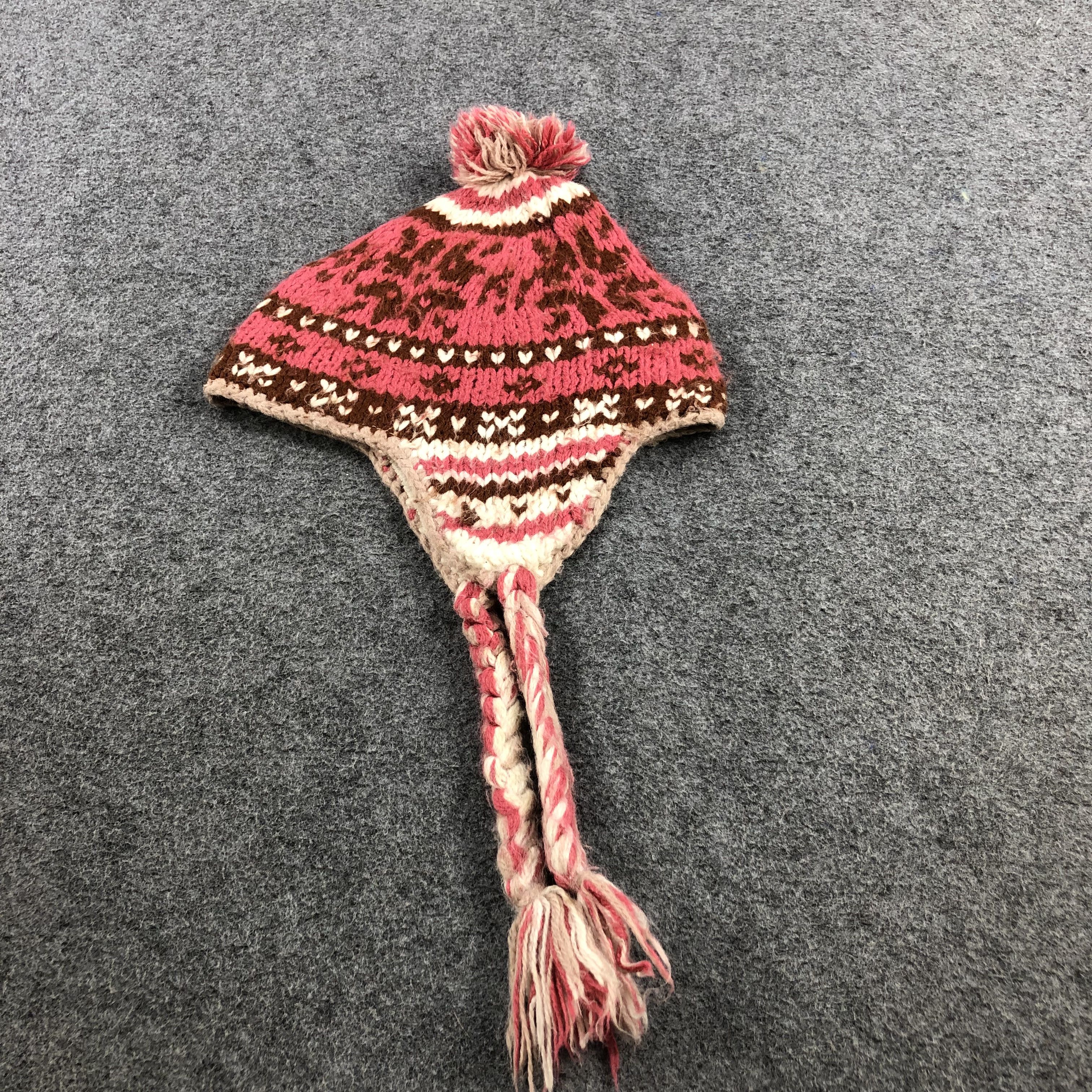 Vintage Fair Isle Bobble Earflap Beanie Snowcap Snow Hat B117 Size ONE SIZE - 2 Thumbnail