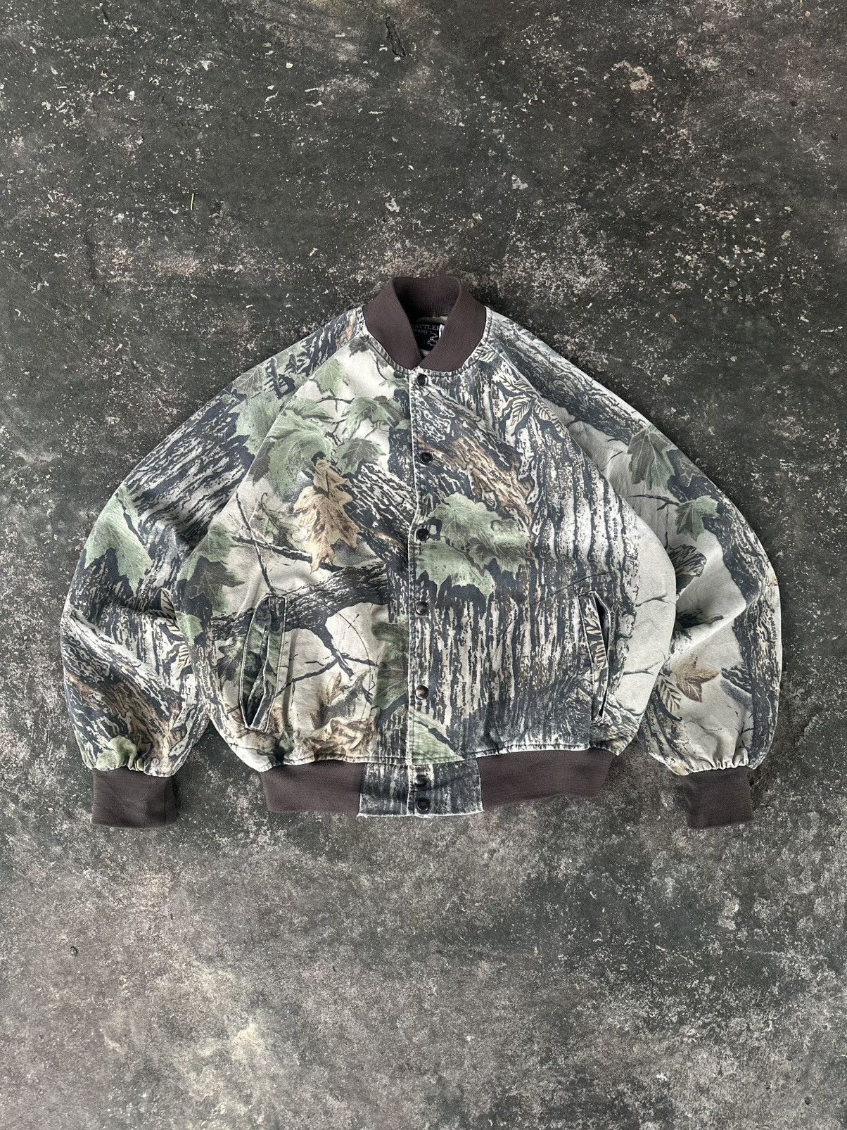 Vintage 80s Y2K Mossy Oak Realtree Camo Rare Bomber Jacket
