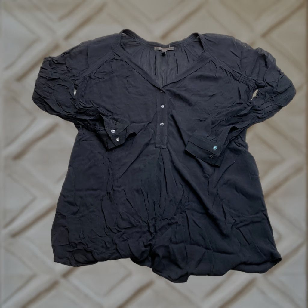 Bcbgmaxazria BCBGMAXAZRIA Blouse Top Womens Small Black Long Sleeve 100% Rayon Ladies Top Size S / US 4 / IT 40 - 1 Thumbnail