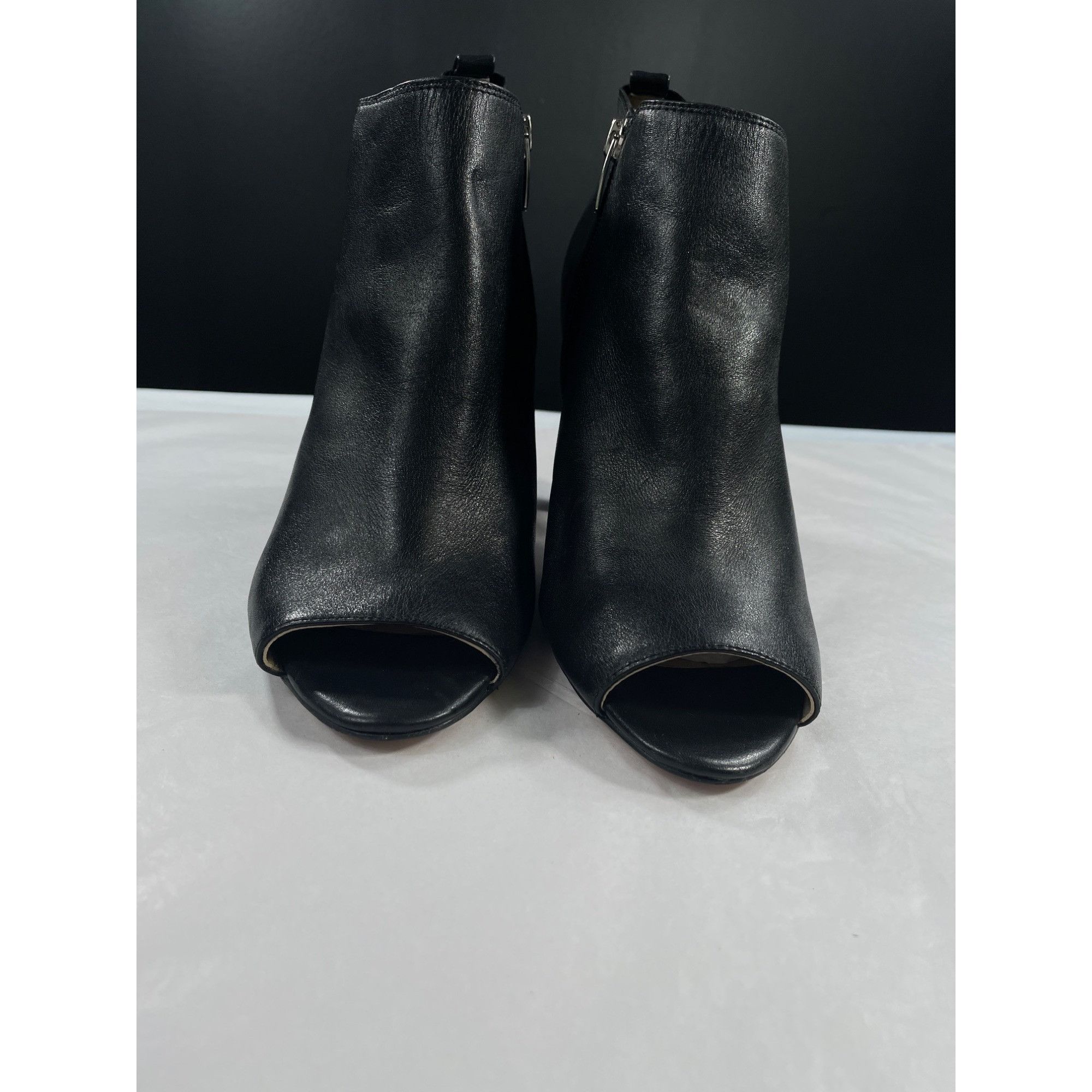 Marc Fisher Marc Fisher Black Leather Peep Toe Ankle Boots SKU 7520 Size Size US 9 / IT 39 - 4 Thumbnail