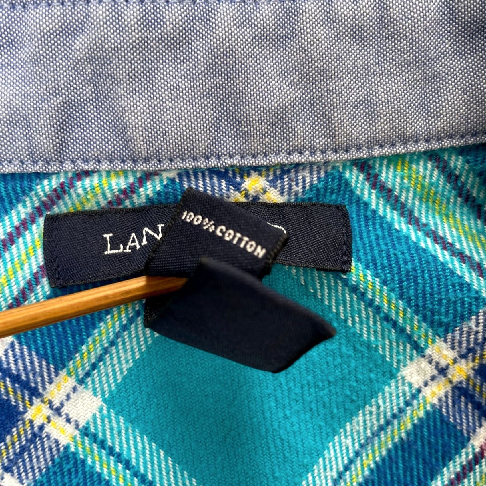 Lands' End VINTAGE Lands' End Shirt Womens M Tall Blue Plaid Flannel Cotton Button Up Size M / US 6-8 / IT 42-44 - 4 Thumbnail