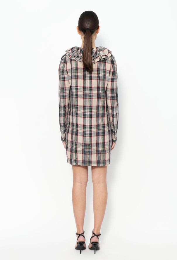 Balenciaga Balenciaga 2010 Collection Ruffled Plaid Linen Summer Dress Size XS / US 0-2 / IT 36-38 - 3 Thumbnail