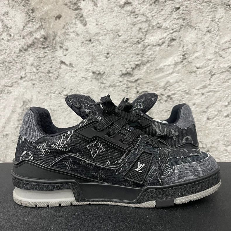 Louis Vuitton Louis Vuitton LV Trainer Black Denim Sneakers -2505 Size US 4 / IT 34 - 4 Thumbnail