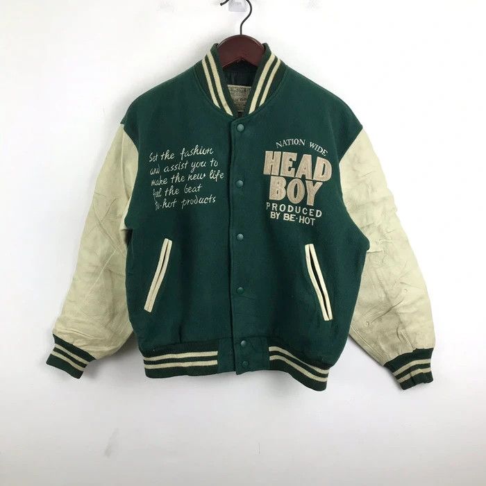 Band Tees × Vintage SY0040 VTG HEAD BOY LEATHER SLEEVE VARSITY JACKET Size US XL / EU 56 / 4 - 1 Thumbnail