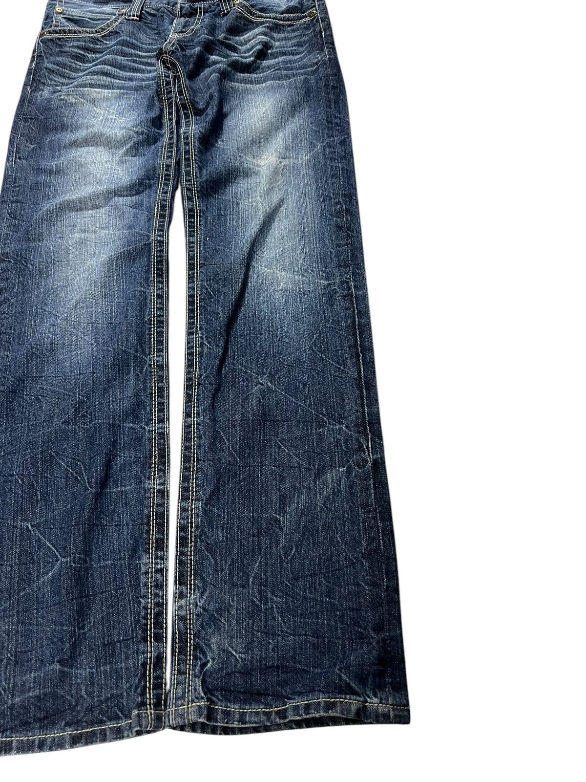 If Six Was Nine × Japanese Brand × Le Grande Bleu (L.G.B.) 💥FLARE💥AVAL WASHED HONEYCOM PUNK JEANS Size US 32 / EU 48 - 4 Thumbnail