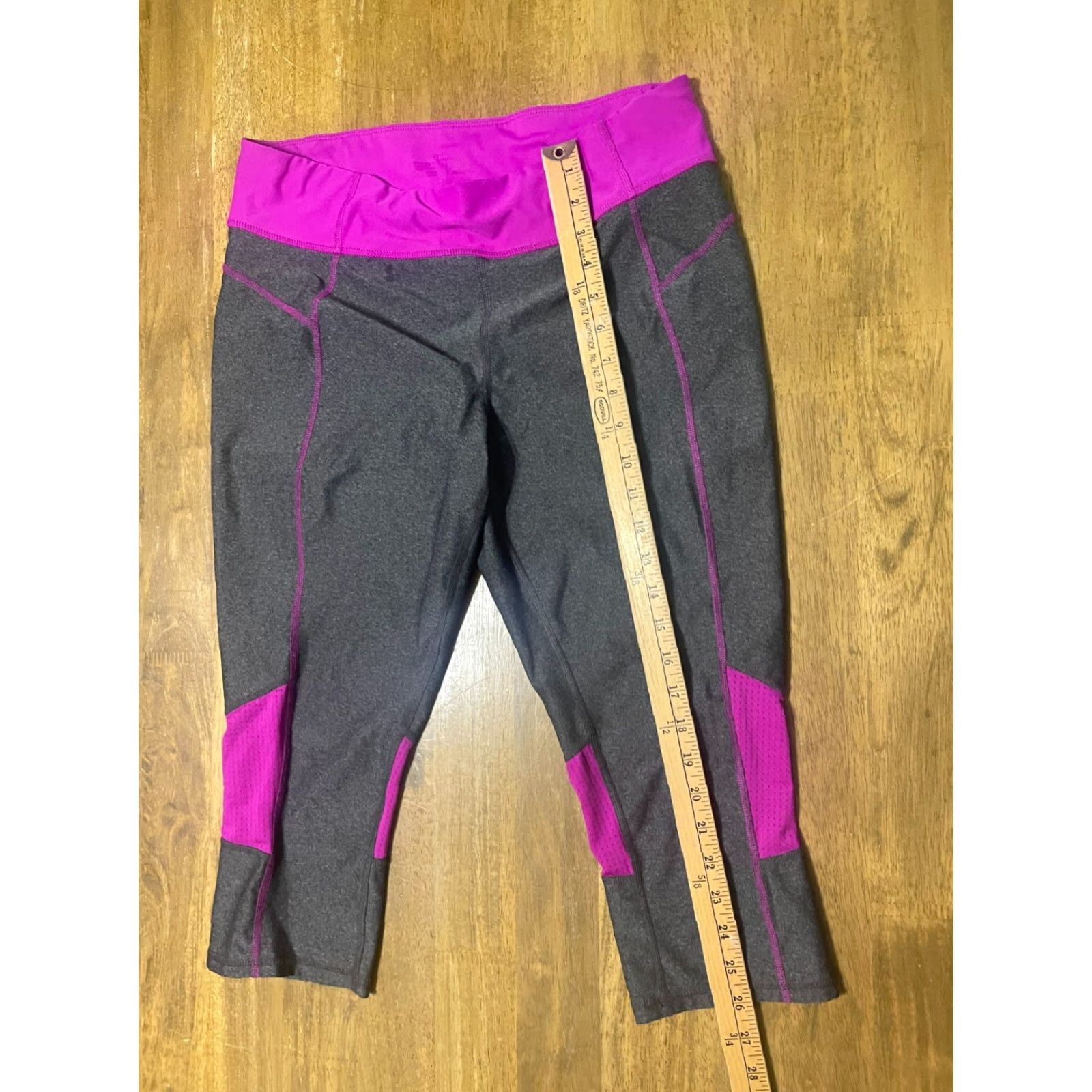 Vintage Xersion Women's Leggings Capri Purple Grey Size L Size 36" / US 14 / IT 50 - 6 Thumbnail