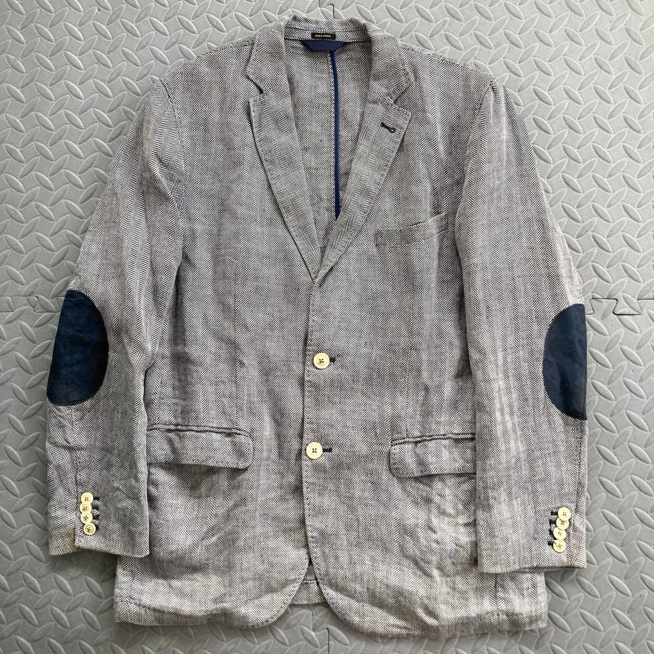 Massimo Dutti Linen Elbow Pad Herringbone Blazer Size 42S - 1 Thumbnail