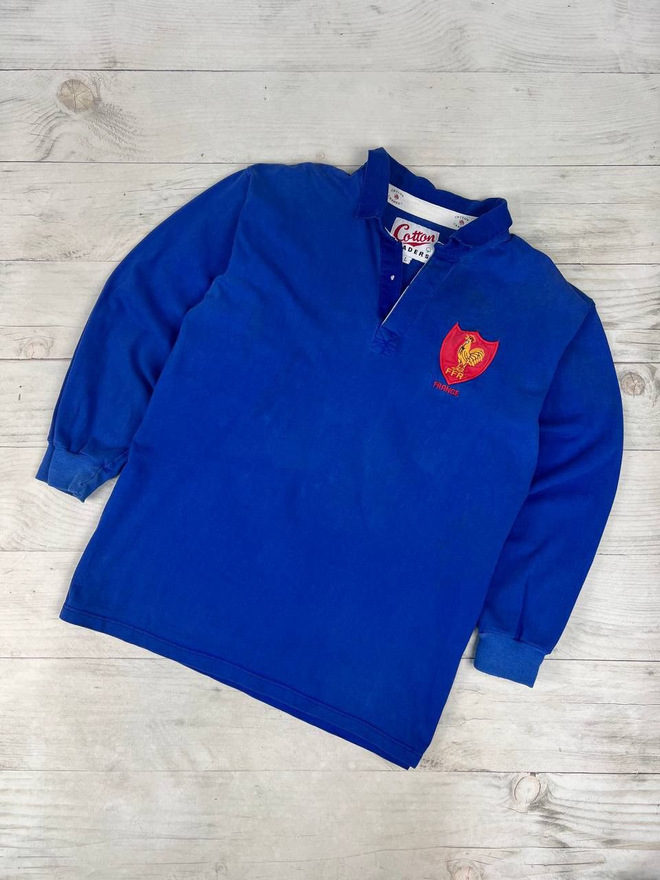 Vintage Cotton Traders France Rugby Long Sleeve Polo Shirt