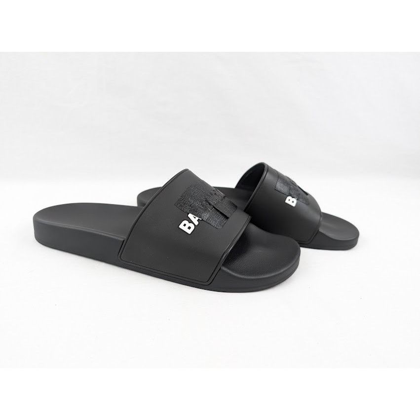 Balenciaga o1rshd1 Pool Logo Slides in Black/White Size US 12 / EU 45 - 13 Thumbnail