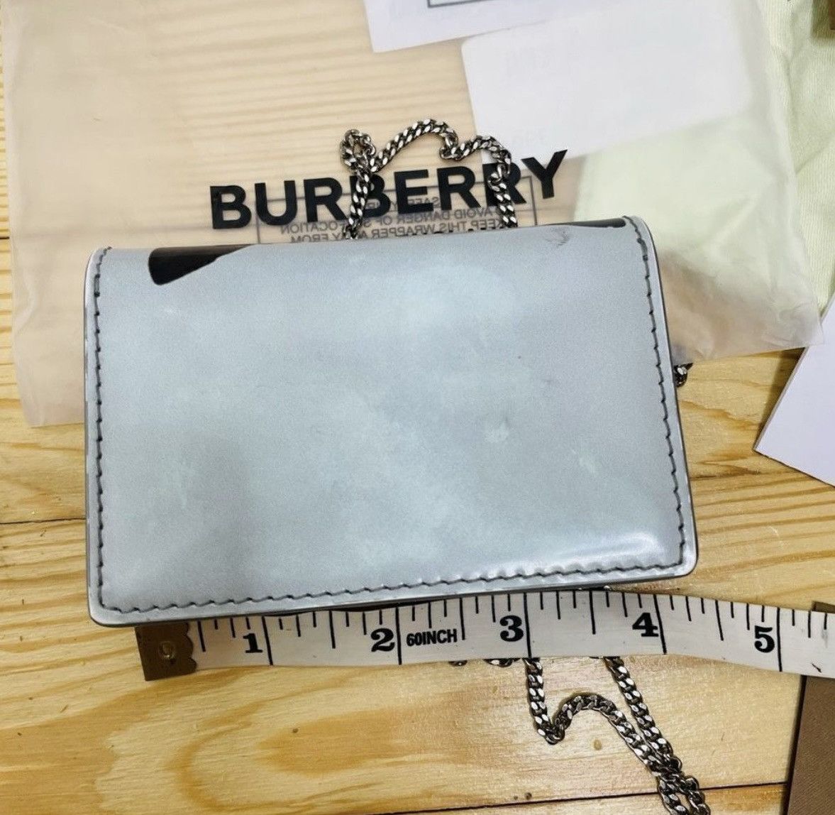 Burberry Burberry White Deer Leather Wallet on Chain Brown Size ONE SIZE - 6 Thumbnail