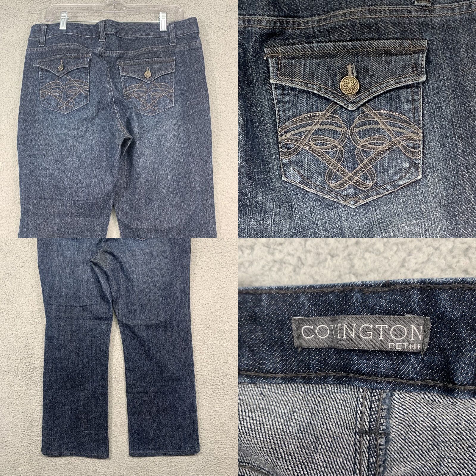 Area Covington Petite Womens Jeans 14P 36x26.5 Blue Straight Leg 5-Pocket Belt Loops Rear Flap Pockets Regular Fit Denim Size 36" / US 14 / IT 50 - 8 Thumbnail