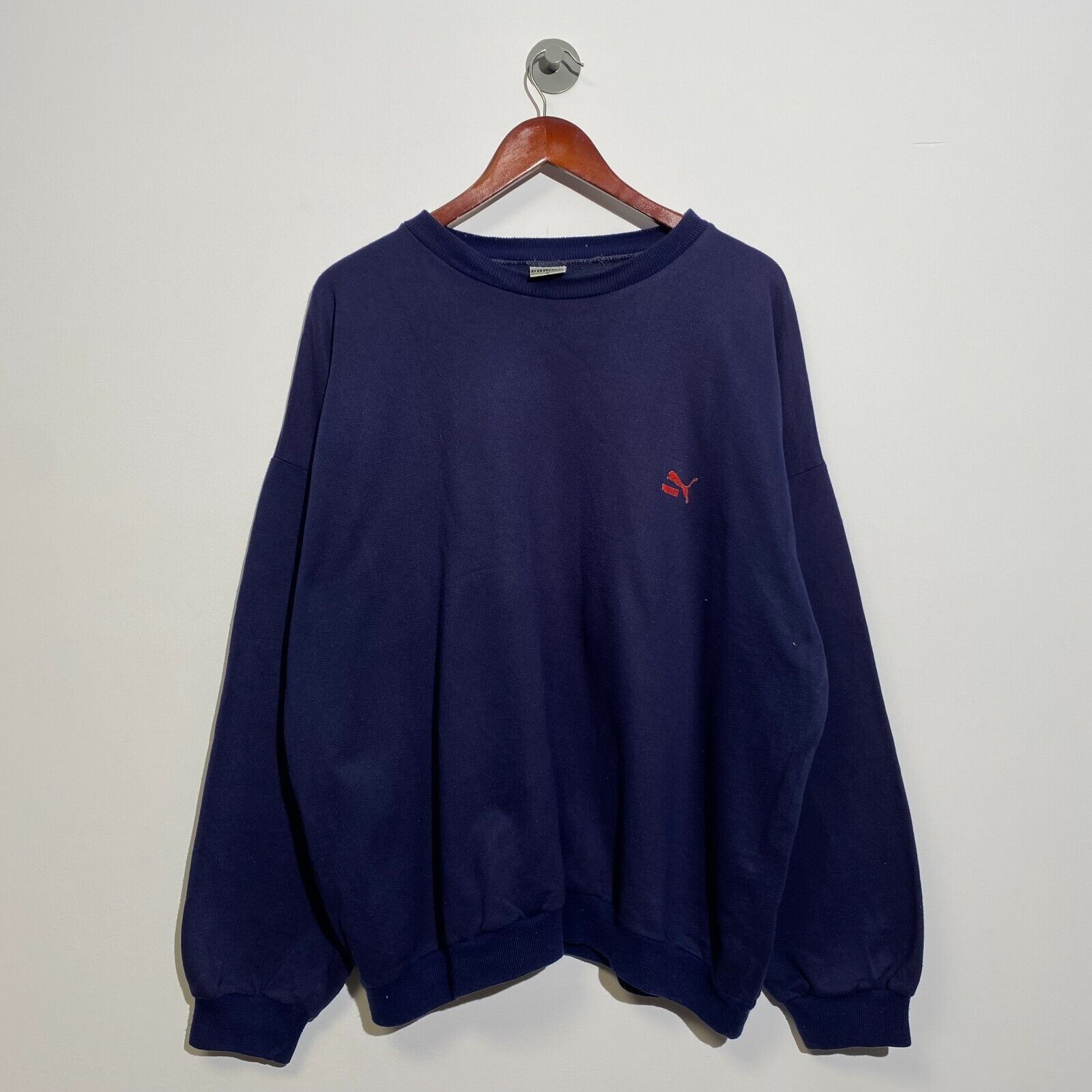 Puma × Vintage Vintage Puma Unisex Navy Blue Acrylic Crewneck Size XL 90s Size US XL / EU 56 / 4 - 1 Thumbnail