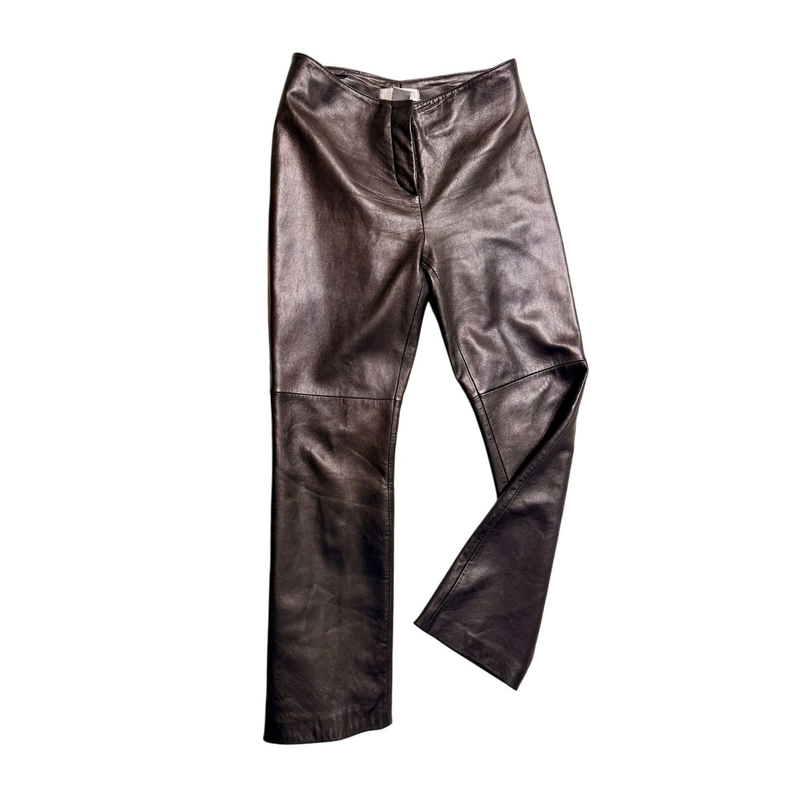 Other Vintage 90s Hugo Buscati Brown Lined Leather Pants Size 6 Size 28" / US 6 / IT 42 - 1 Thumbnail