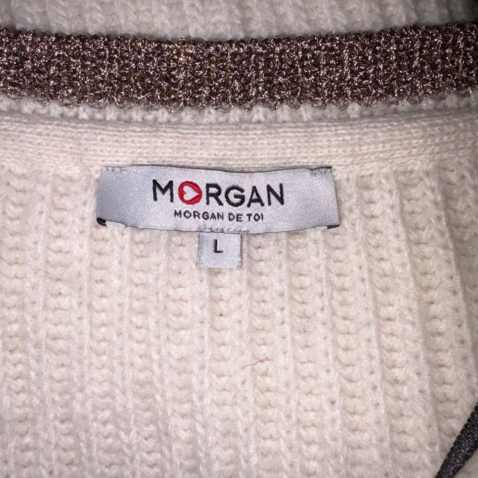 Other Morgan de Toi Alpaca Wool Blend V Neck Sweater L Off White Size L / US 10 / IT 46 - 4 Thumbnail