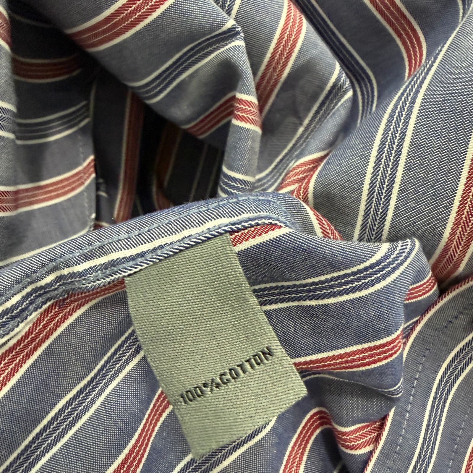 Johnston & Murphy Johnston & Murphy Button Shirt Men's 2XL Blue Red Striped Size US XXL / EU 58 / 5 - 5 Thumbnail