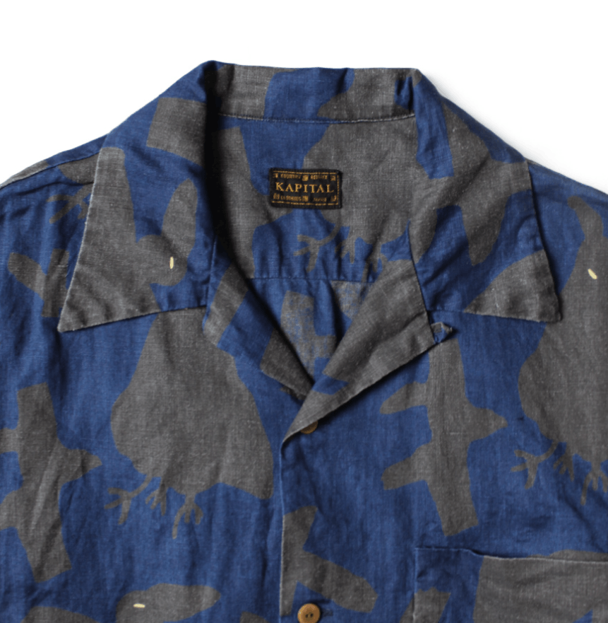 Kapital French Cloth Linen GUIDING LIGHT Crow Striped Aloha Shirt Size US M / EU 48-50 / 2 - 3 Thumbnail