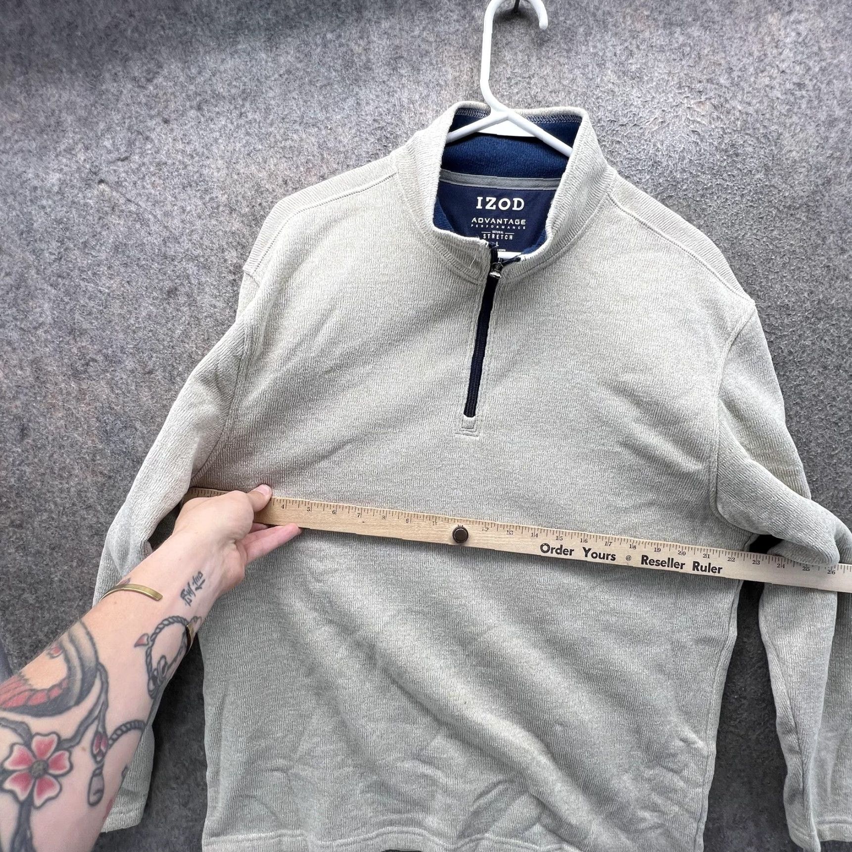 Izod IZOD Sweatshirt Mens Large Beige 1/4 Zip Fleece Pullover Advantage Performance Mock Neck Long Sleeve Regular Size L Size US L / EU 52-54 / 3 - 5 Thumbnail