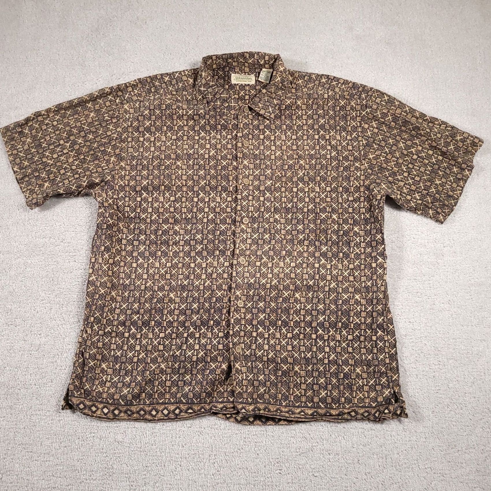 Vintage VINTAGE St John's Bay Shirt Mens XL Brown Hawaiian Tropical Casual Button Up Linen Shirt Size US XL / EU 56 / 4 - 2 Thumbnail