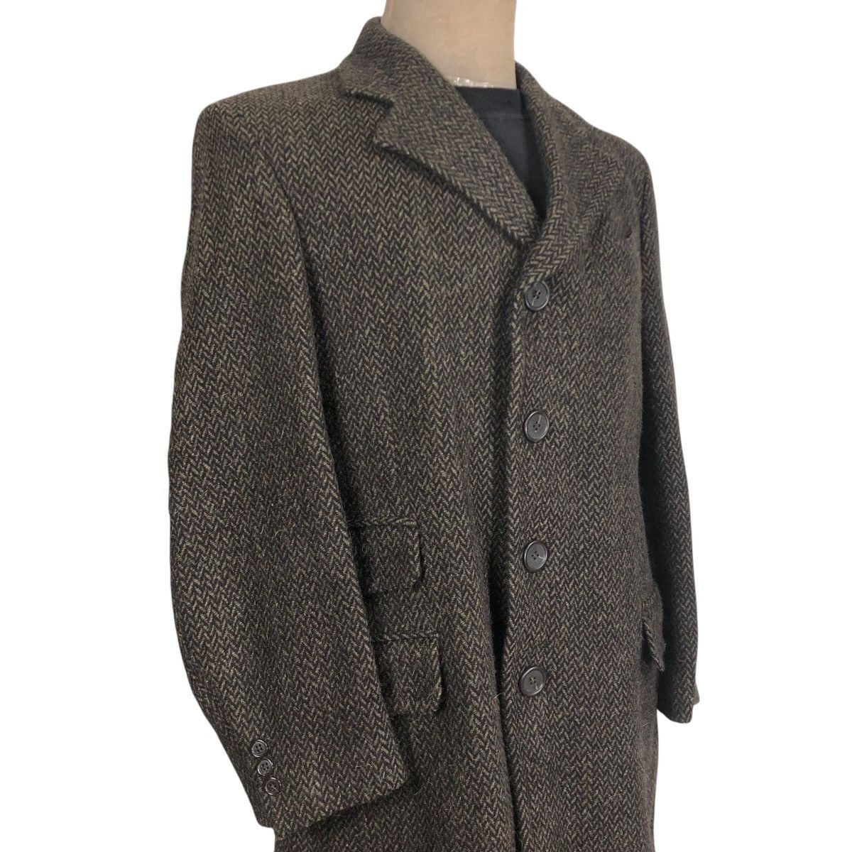 Fendi Vintage 90s Fendi Tweed Herringbone Long Coat Size US M / EU 48-50 / 2 - 5 Thumbnail
