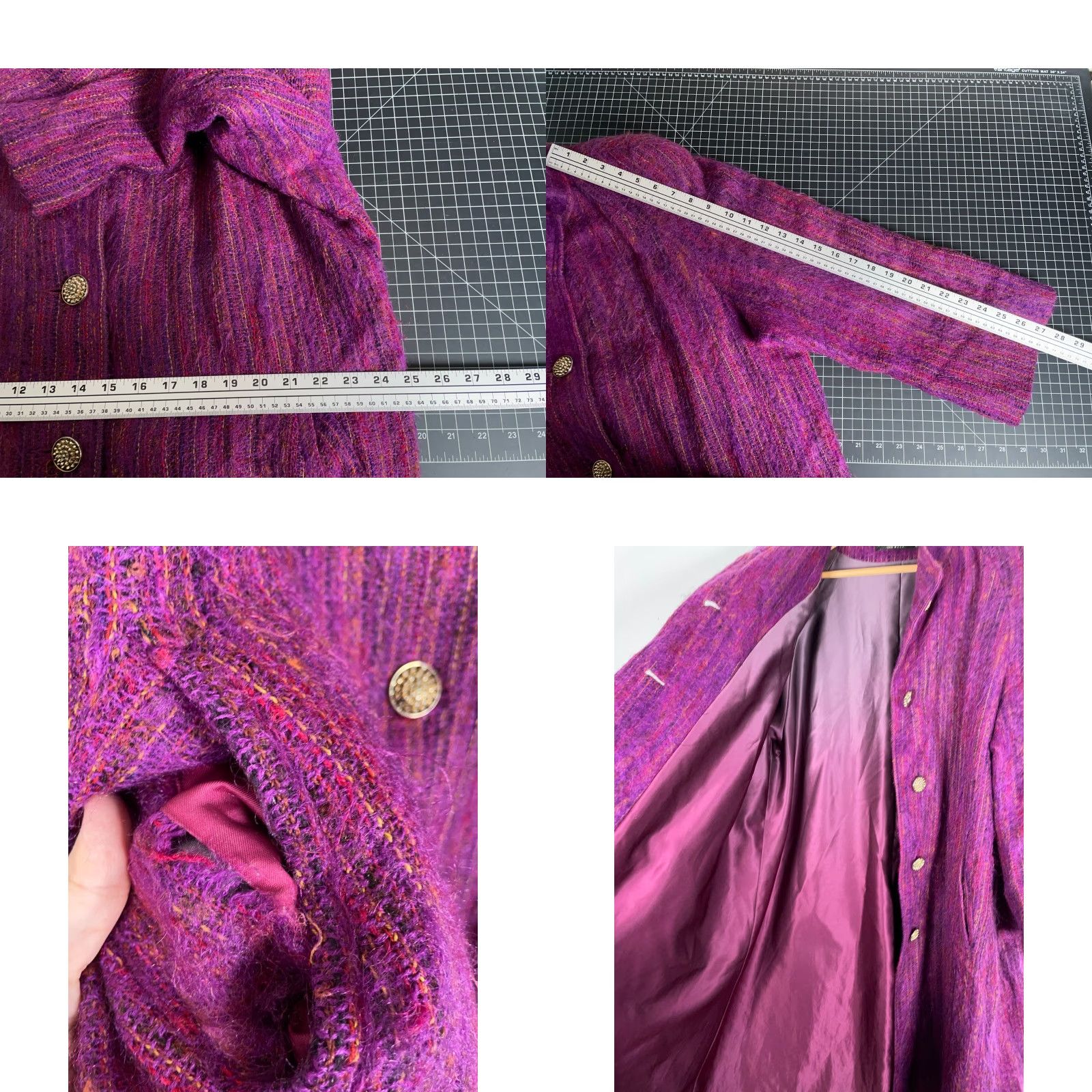 Vintage VINTAGE The Limited Overcoat Coat Mohair Wool Blend Purple XL Women’s Long Button Front Pockets Lined 60s Boho Classic Preppy USA Made Size XL / US 12-14 / IT 48-50 - 8 Thumbnail
