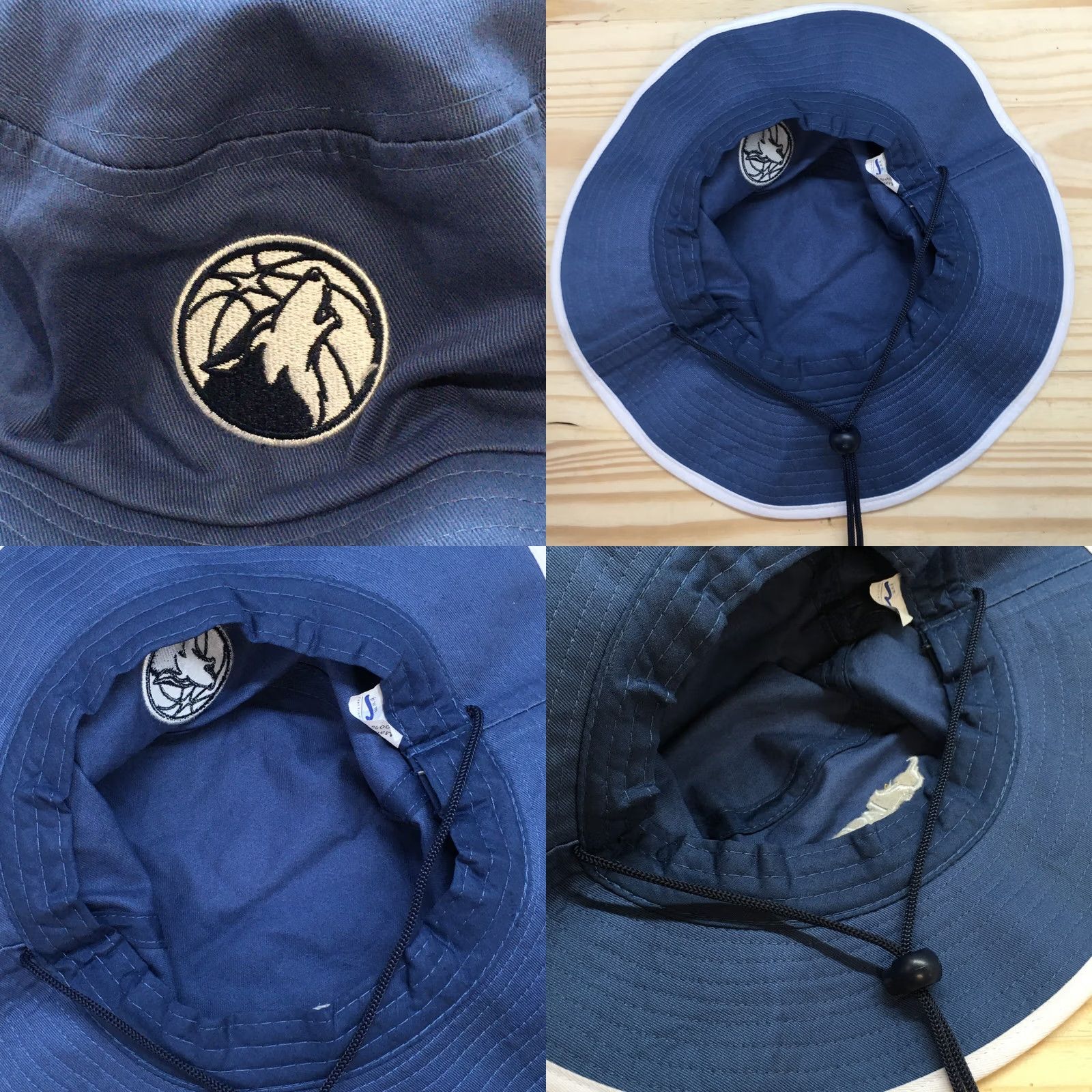 Vintage Minnesota Timberwolves Bucket Hat Mens Blue OS Fitted Wide Brim Embroidered Logo Size ONE SIZE - 8 Thumbnail