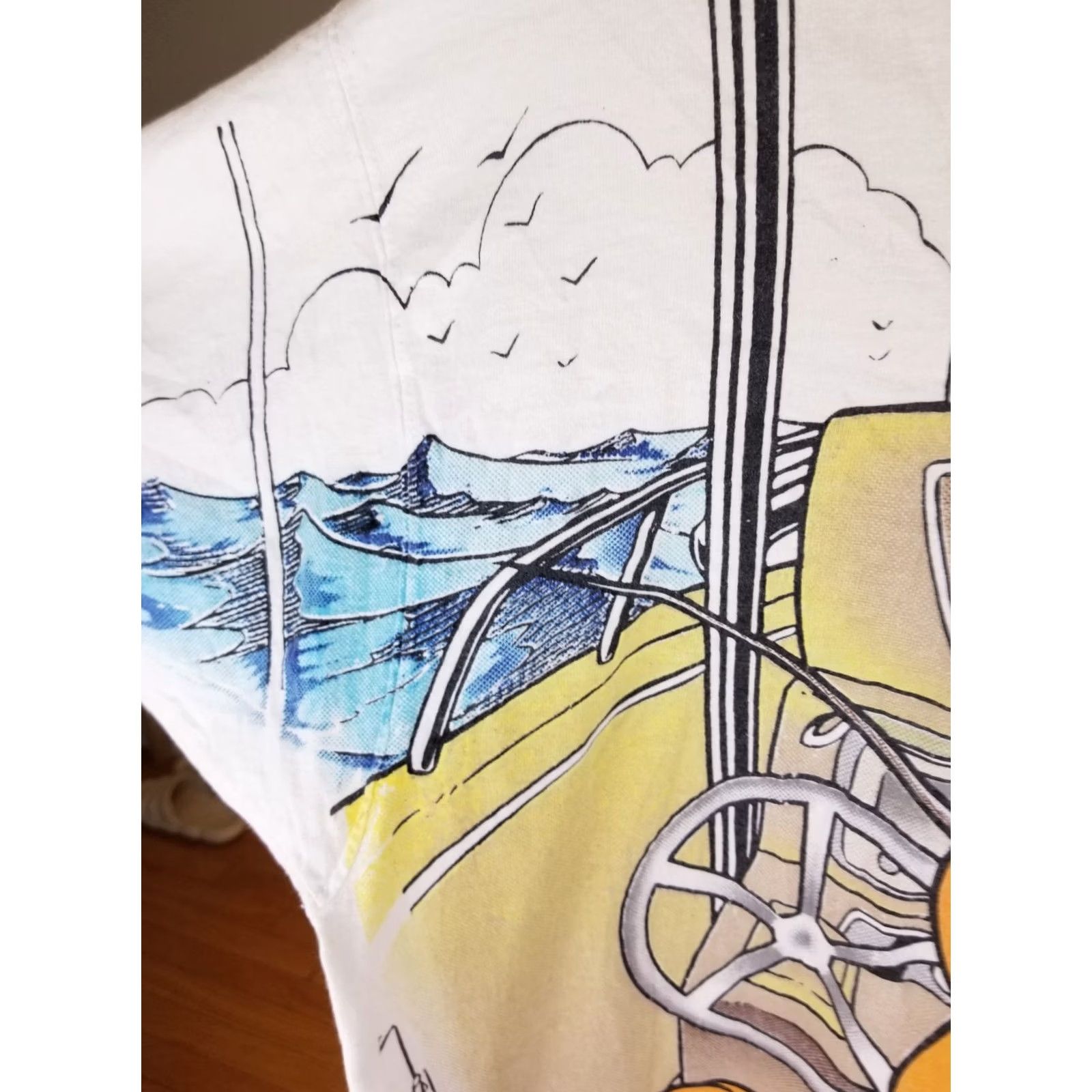 Fruit Of The Loom VINTAGE 96' GARFIELD FISHING BOAT T-SHIRT LARGE ALL OVER PRINT 2 SIDE PRINT Size US L / EU 52-54 / 3 - 5 Thumbnail