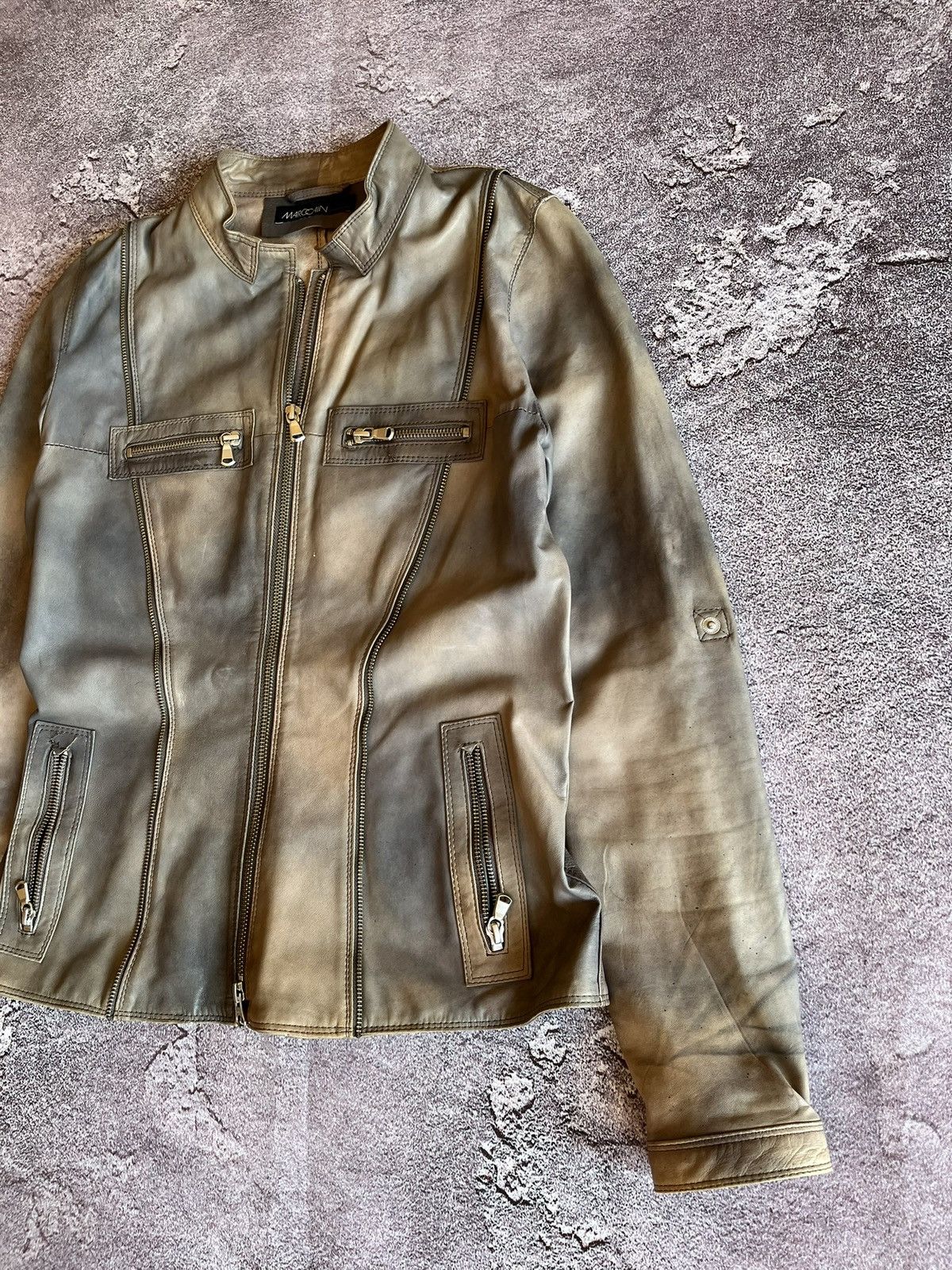 Leather Marc Cain Vintage "Used & Washed" Lamb Nappa Leather Jacket Size S / US 4 / IT 40 - 2 Thumbnail