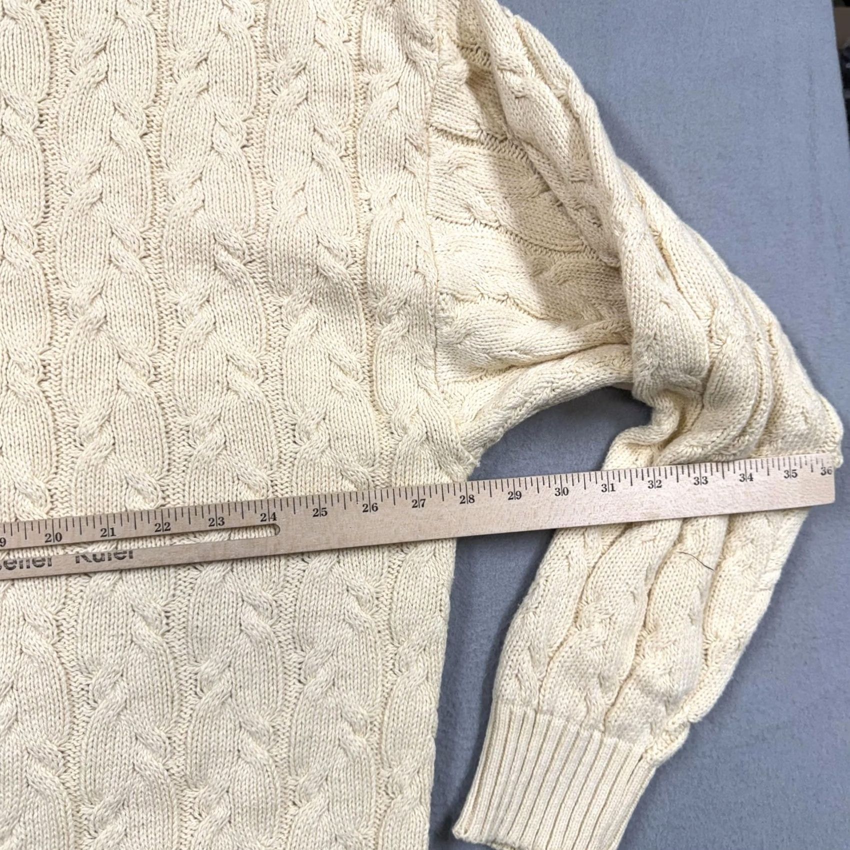 Vintage Peconic Bay Traders Sweater Mens XL White Cable Knit Cotton Crewneck Pullover Size US XL / EU 56 / 4 - 4 Thumbnail