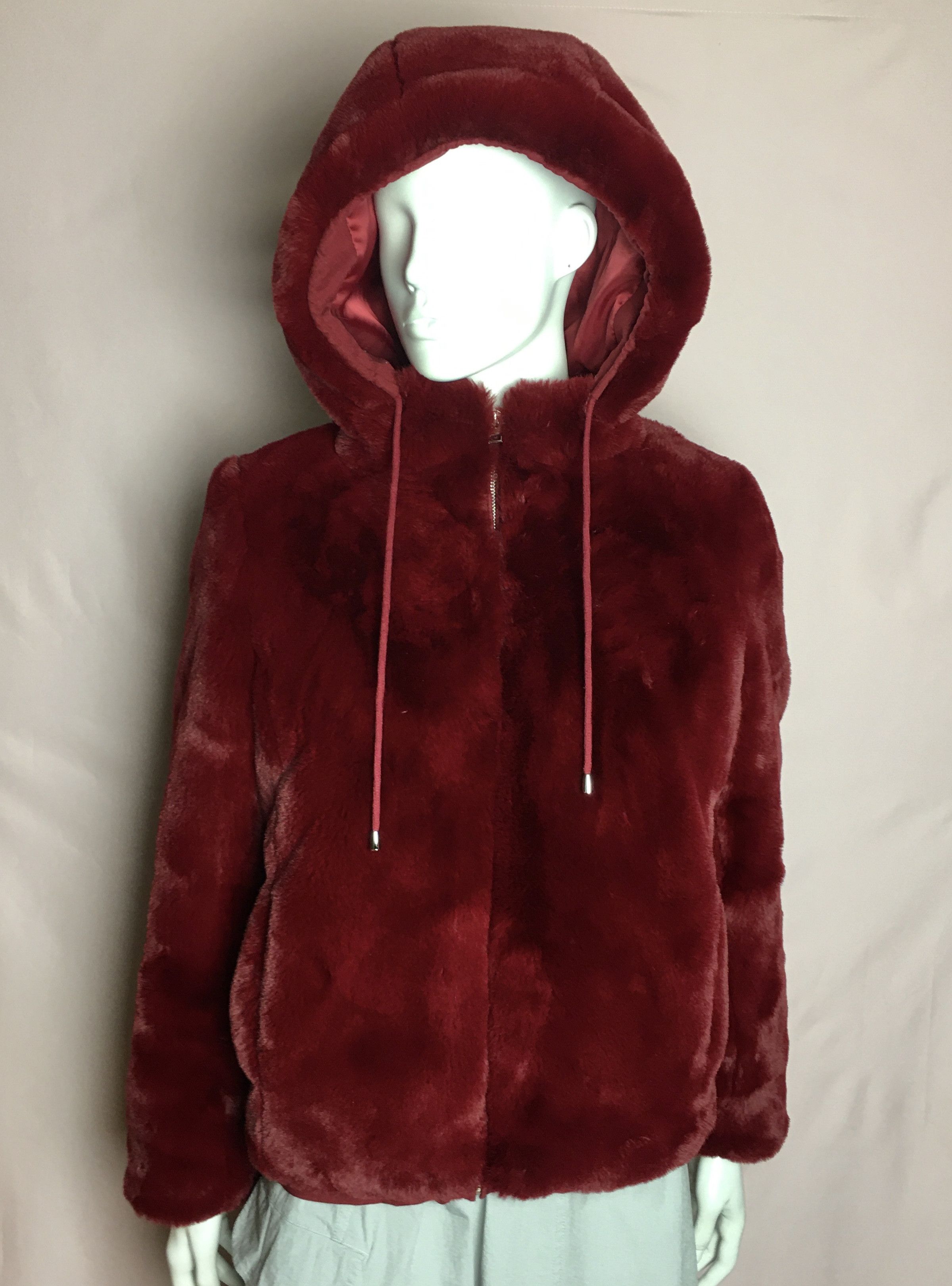 Maje MAJE Burgundy Faux Fur Jacket Size EU 36 Size S / US 4 / IT 40 - 4 Thumbnail