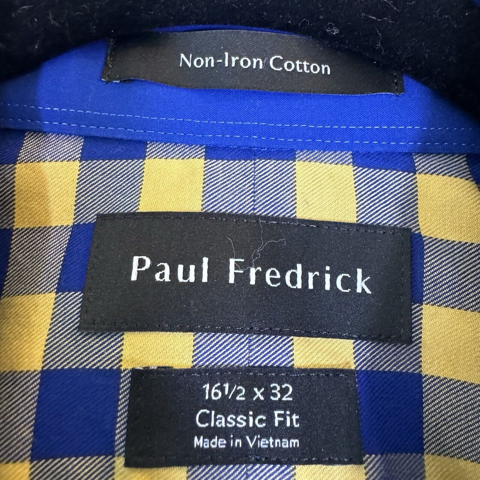 Paul Fredrick Paul Fredrick Blue Yellow Gingham Dress Shirt 16.5 x 32 Size US XS / EU 42 / 0 - 5 Thumbnail